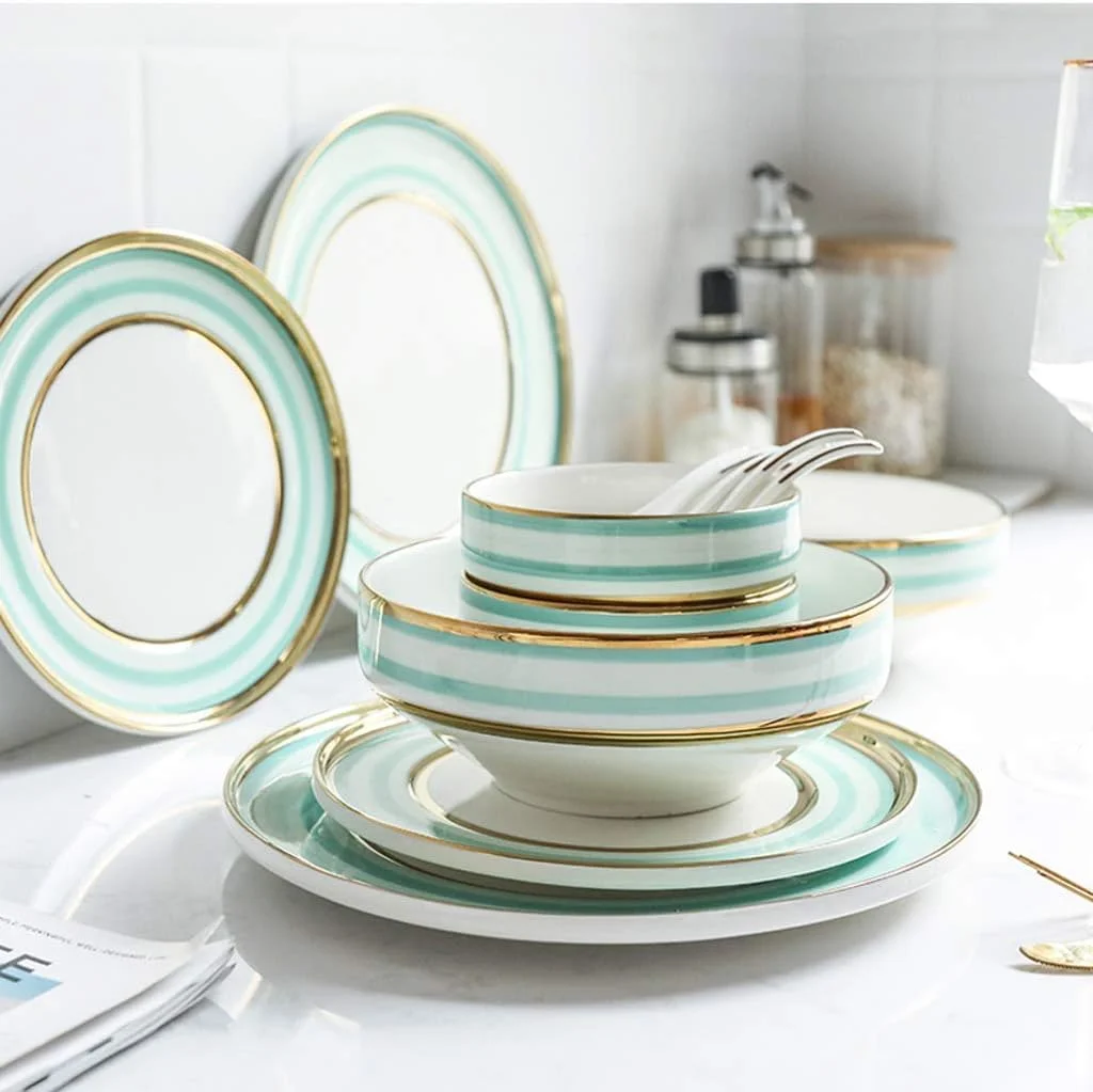 ست ظروف شام خوری سرامیکی خلاقانه 15 تکه، سبک لوکس نوردی، ست ترکیبی چینی - کاسه/بشقاب/قاشق | ظروف غذاخوری خط گرد پنوم پن ست ظروف شام خوری سرامیکی خلاقانه 15 تکه، سبک لوکس نوردی، ست ترکیبی چینی - کاسه/بشقاب/قاشق | ظروف غذاخوری خط گرد پنوم پن