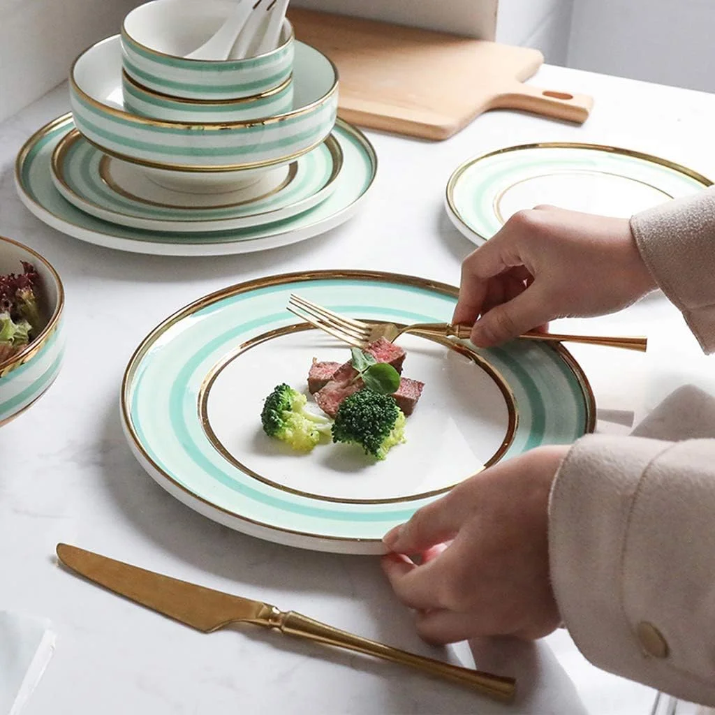 ست ظروف شام خوری سرامیکی خلاقانه 15 تکه، سبک لوکس نوردی، ست ترکیبی چینی - کاسه/بشقاب/قاشق | ظروف غذاخوری خط گرد پنوم پن ست ظروف شام خوری سرامیکی خلاقانه 15 تکه، سبک لوکس نوردی، ست ترکیبی چینی - کاسه/بشقاب/قاشق | ظروف غذاخوری خط گرد پنوم پن