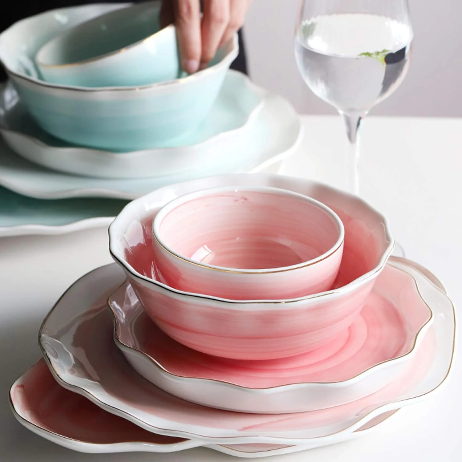 سرویس غذاخوری، سرویس ظروف سرامیکی، سرویس غذاخوری چینی به سبک نوردیک 32 پارچه | کاسه غلات لبه نامنظم و ست بشقاب استیک سرویس غذاخوری، سرویس ظروف سرامیکی، سرویس غذاخوری چینی به سبک نوردیک 32 پارچه | کاسه غلات لبه نامنظم و ست بشقاب استیک