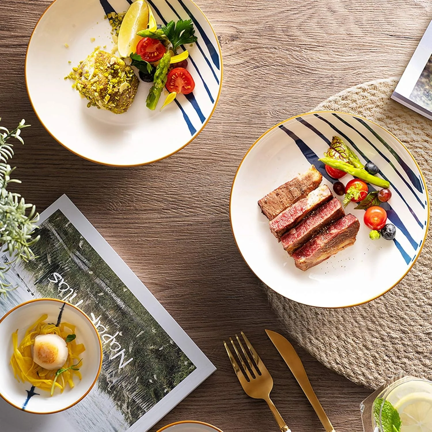 ست ظروف غذاخوری 12 پارچه، ست بشقاب سرامیکی شامل بشقاب، دیس، کاسه، برای 4 نفر، ظروف غذاخوری مدرن روستیک ست ظروف غذاخوری 12 پارچه، ست بشقاب سرامیکی شامل بشقاب، دیس، کاسه، برای 4 نفر، ظروف غذاخوری مدرن روستیک