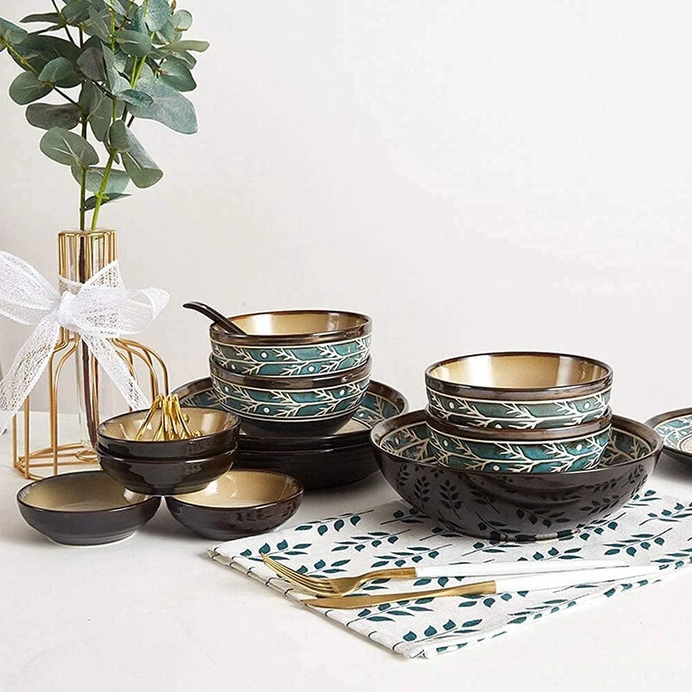 سرویس غذاخوری 16 پارچه رترو، مناسب رستوران های لوکس و منزل، ست ظروف محبوب، شامل بشقاب و کاسه سرویس غذاخوری 16 پارچه رترو، مناسب رستوران های لوکس و منزل، ست ظروف محبوب، شامل بشقاب و کاسه