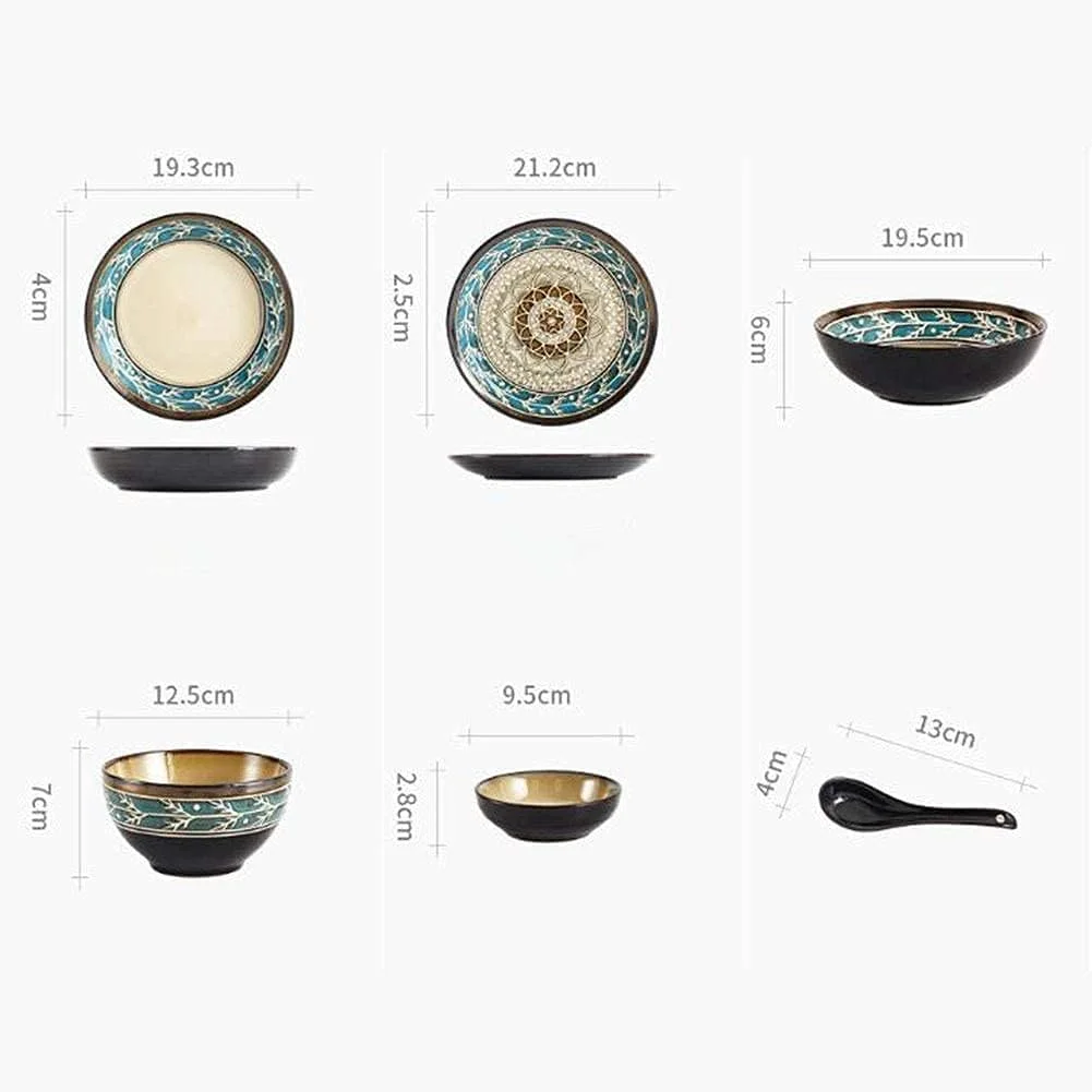 سرویس غذاخوری 16 پارچه رترو، مناسب رستوران های لوکس و منزل، ست ظروف محبوب، شامل بشقاب و کاسه سرویس غذاخوری 16 پارچه رترو، مناسب رستوران های لوکس و منزل، ست ظروف محبوب، شامل بشقاب و کاسه