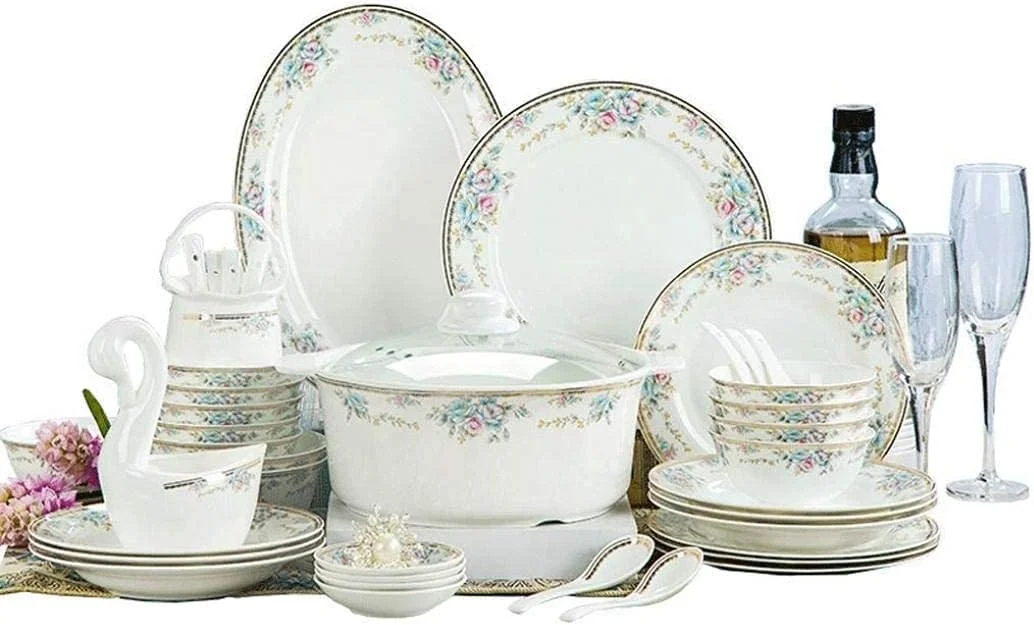 سرویس غذاخوری 48 پارچه ظروف سرامیکی با طرح گلدار زیبا، ترکیبی از ظروف غذاخوری مناسب برای هدیه و مهمانی سرویس غذاخوری 48 پارچه ظروف سرامیکی با طرح گلدار زیبا، ترکیبی از ظروف غذاخوری مناسب برای هدیه و مهمانی