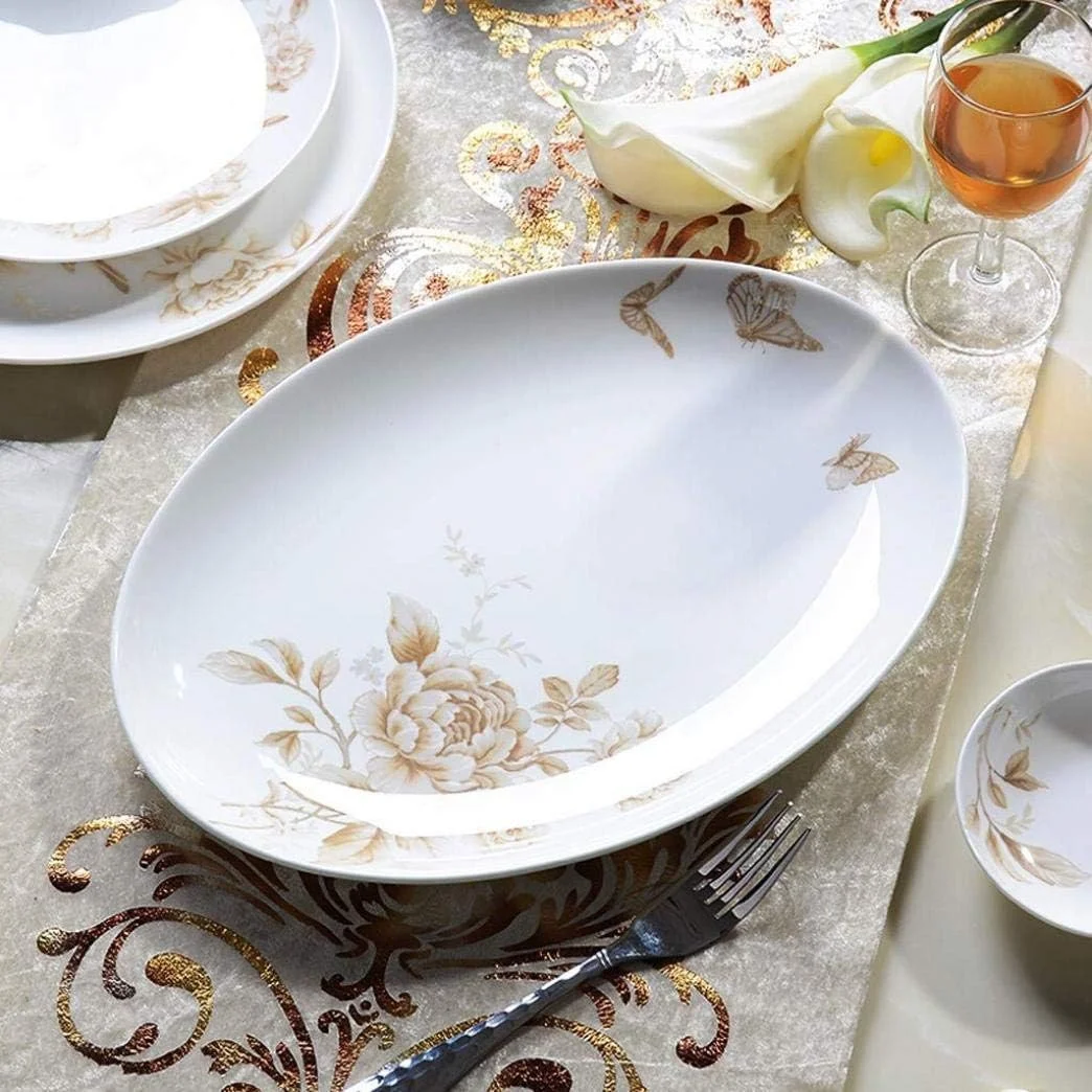 سرویس ظروف غذاخوری شیک 50 پارچه طرح گل بهاری، سرویس ظروف سرامیکی، بشقاب چینی استخوانی، کاسه، ترکیب ظروف چینی سرویس ظروف غذاخوری شیک 50 پارچه طرح گل بهاری، سرویس ظروف سرامیکی، بشقاب چینی استخوانی، کاسه، ترکیب ظروف چینی