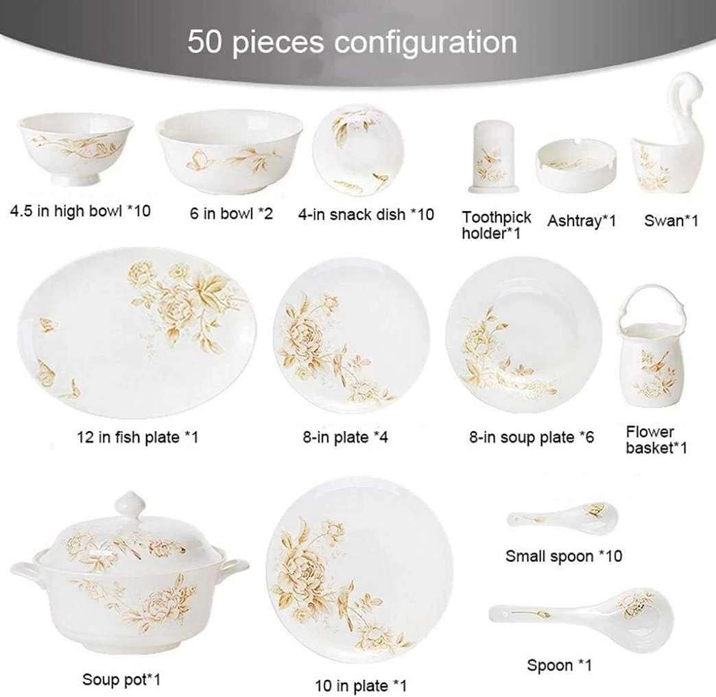 سرویس ظروف غذاخوری شیک 50 پارچه طرح گل بهاری، سرویس ظروف سرامیکی، بشقاب چینی استخوانی، کاسه، ترکیب ظروف چینی سرویس ظروف غذاخوری شیک 50 پارچه طرح گل بهاری، سرویس ظروف سرامیکی، بشقاب چینی استخوانی، کاسه، ترکیب ظروف چینی