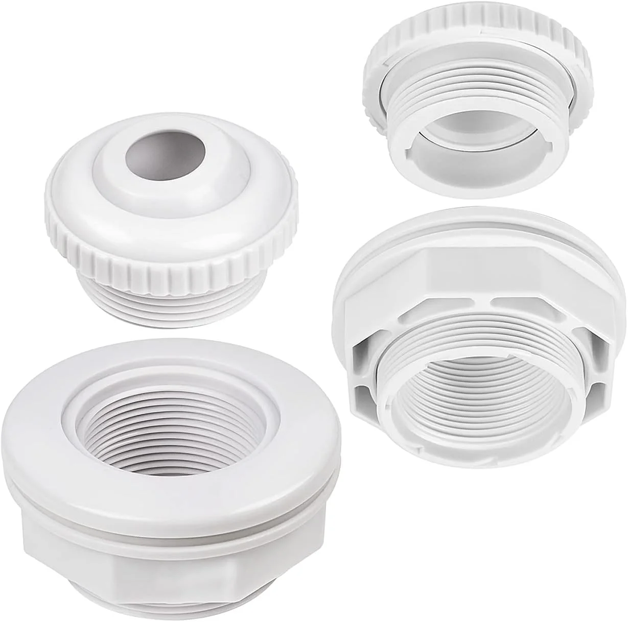 نازل جت استخر، جت ورودی چشمی جریان جهت دار 3/4 اینچ با رزوه 1-1/2 اینچ MIP برای Hayward SP1419D، اتصالات برگشتی ورودی 1-1/2 اینچ FIP با مهره قفلی و واشر برای Hayward SP1023 (بسته 2 عددی)