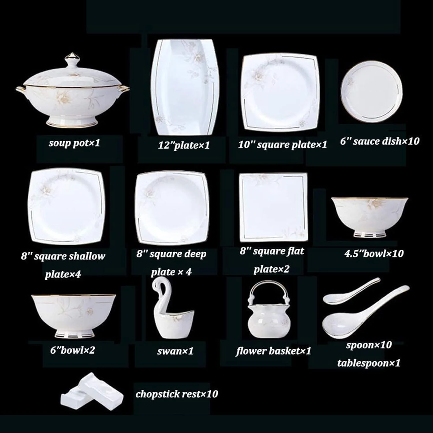 سرویس غذاخوری 60 پارچه، ست های کامل غذاخوری، ظروف سرامیکی ترکیبی به سبک کاخ اروپایی، مناسب برای مایکروویو، هدیه ای عالی سرویس غذاخوری 60 پارچه، ست های کامل غذاخوری، ظروف سرامیکی ترکیبی به سبک کاخ اروپایی، مناسب برای مایکروویو، هدیه ای عالی