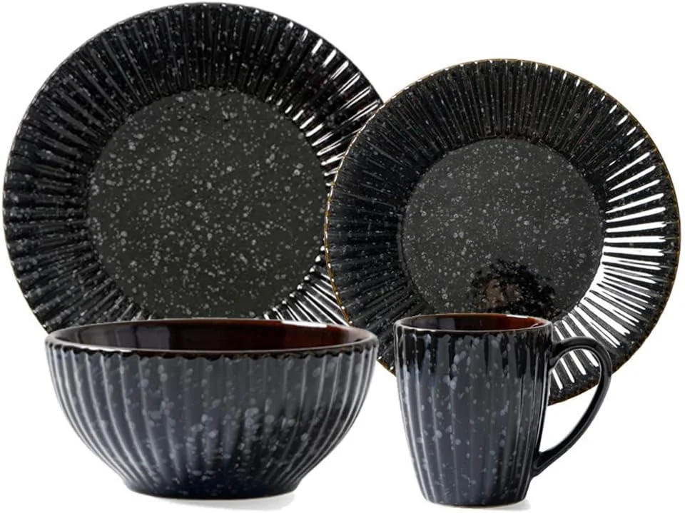 ست ظروف غذاخوری 14 تکه طرح قدیمی، ست ظروف سرامیکی با لعاب واکنشگرا، مجموعه کامل ظروف چینی شامل بشقاب، کاسه و لیوان ست ظروف غذاخوری 14 تکه طرح قدیمی، ست ظروف سرامیکی با لعاب واکنشگرا، مجموعه کامل ظروف چینی شامل بشقاب، کاسه و لیوان