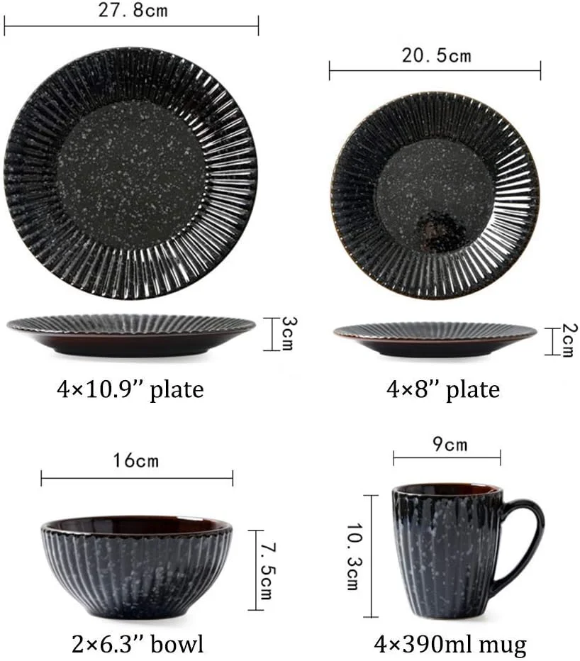 ست ظروف غذاخوری، بشقاب و کاسه، 14 تکه، ظروف غذاخوری وینتیج، ست های سرامیکی با لعاب واکنش دهنده، ترکیب کامل ظروف چینی شامل بشقاب ها ست ظروف غذاخوری، بشقاب و کاسه، 14 تکه، ظروف غذاخوری وینتیج، ست های سرامیکی با لعاب واکنش دهنده، ترکیب کامل ظروف چینی شامل بشقاب ها