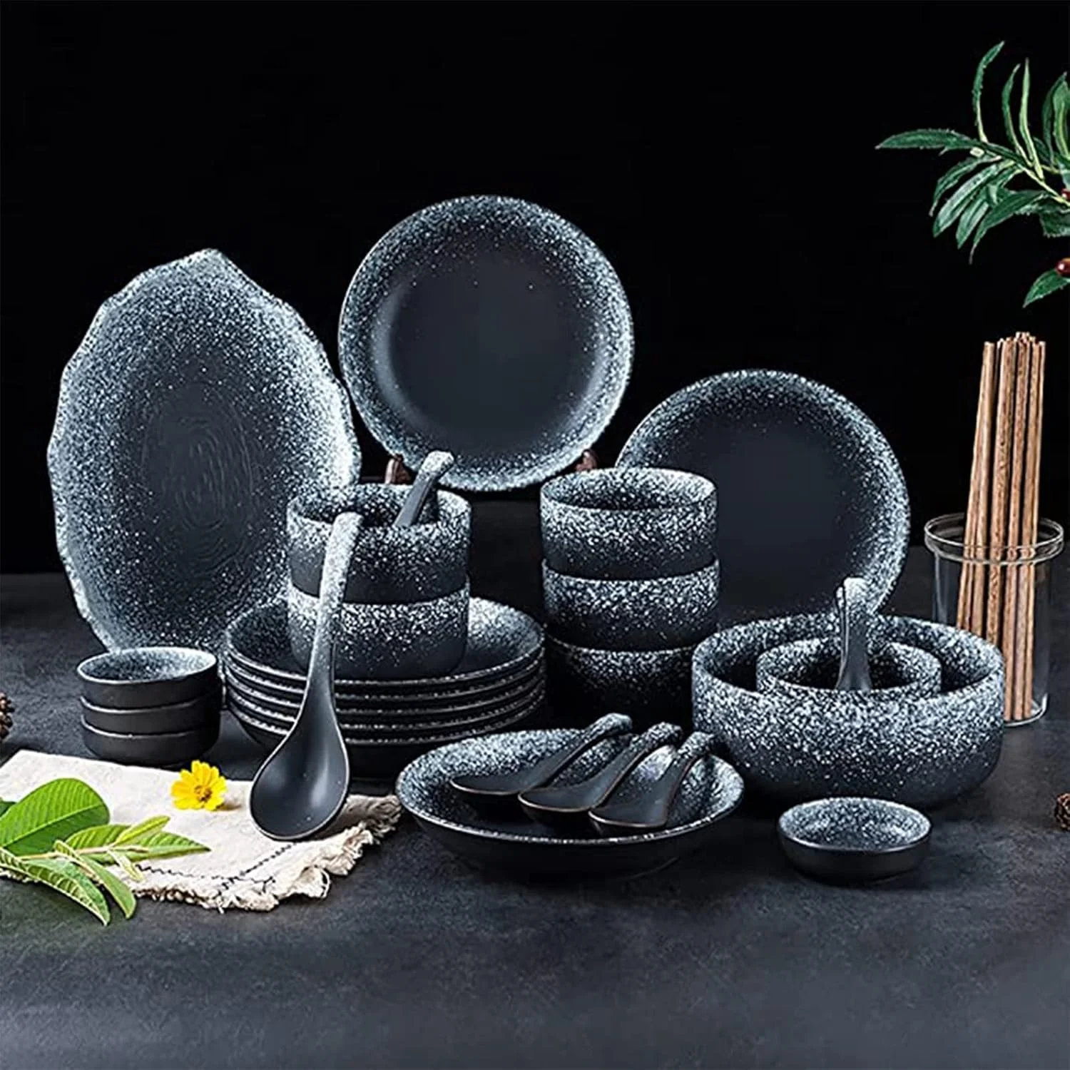 سرویس ظروف شام مهمانی، ست ظروف سرامیکی، ست بشقاب و کاسه | ست ترکیبی ظروف رترو 45 تکه، ست ظروف سنگی سرویس ظروف شام مهمانی، ست ظروف سرامیکی، ست بشقاب و کاسه | ست ترکیبی ظروف رترو 45 تکه، ست ظروف سنگی