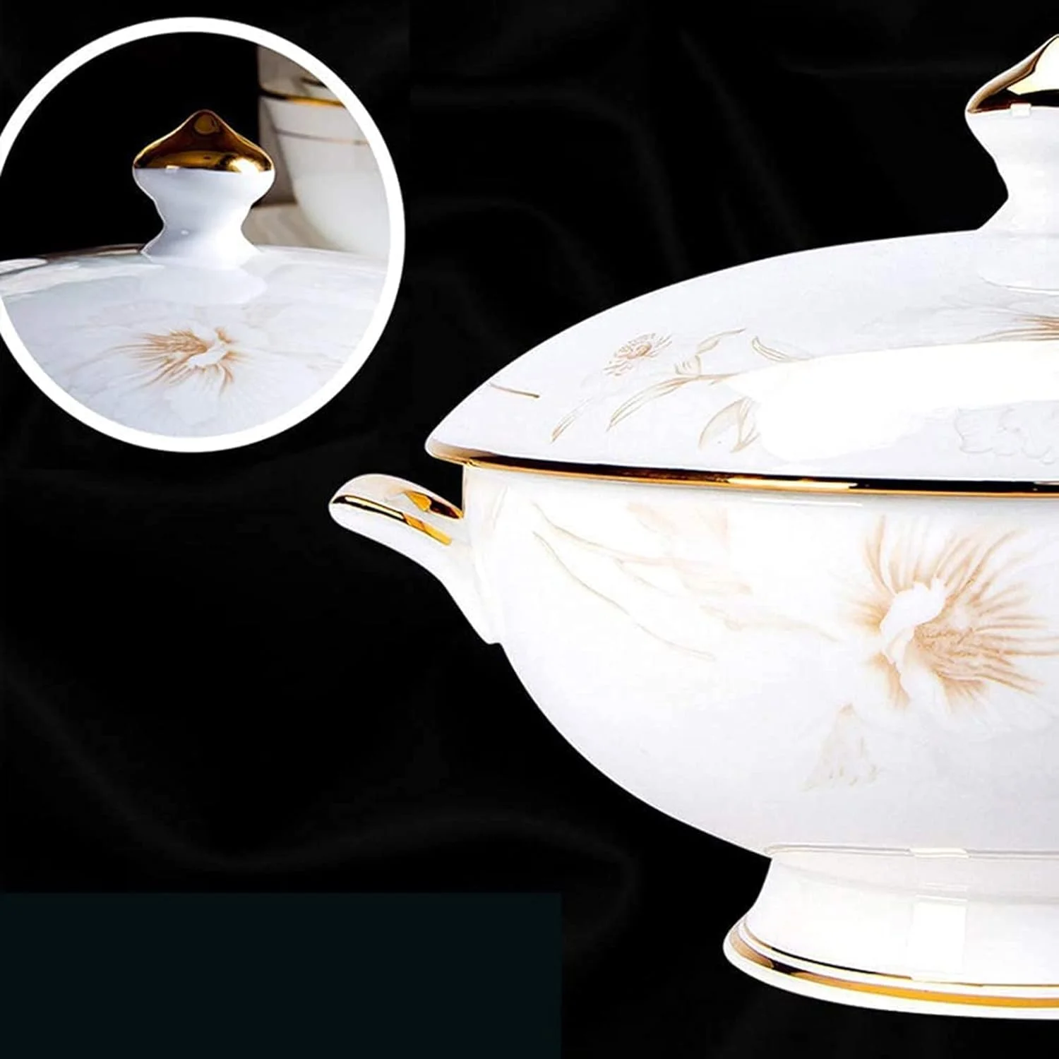 سرویس غذاخوری 60 پارچه، ست های کامل غذاخوری، ظروف سرامیکی ترکیبی به سبک کاخ اروپایی، مناسب برای مایکروویو، هدیه ای عالی سرویس غذاخوری 60 پارچه، ست های کامل غذاخوری، ظروف سرامیکی ترکیبی به سبک کاخ اروپایی، مناسب برای مایکروویو، هدیه ای عالی