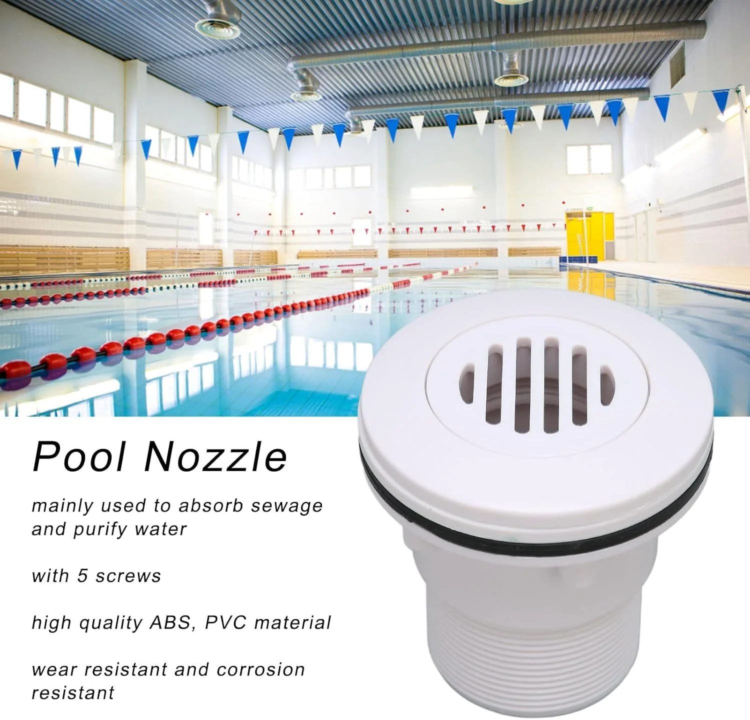 نازل جایگزین استخر، نازل خروجی استخر مقاوم در برابر سایش با رزوه G2A به همراه 5 پیچ برای استخر شنا