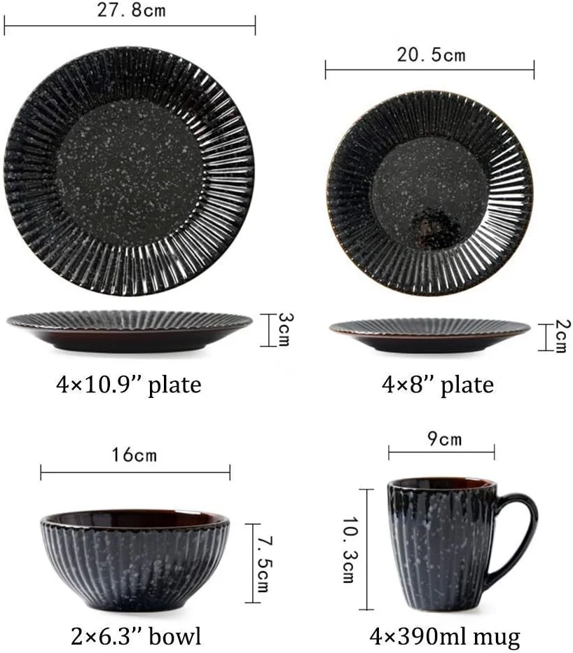 ست ظروف غذاخوری 14 تکه طرح قدیمی، ست ظروف سرامیکی با لعاب واکنشگرا، مجموعه کامل ظروف چینی شامل بشقاب، کاسه و لیوان ست ظروف غذاخوری 14 تکه طرح قدیمی، ست ظروف سرامیکی با لعاب واکنشگرا، مجموعه کامل ظروف چینی شامل بشقاب، کاسه و لیوان