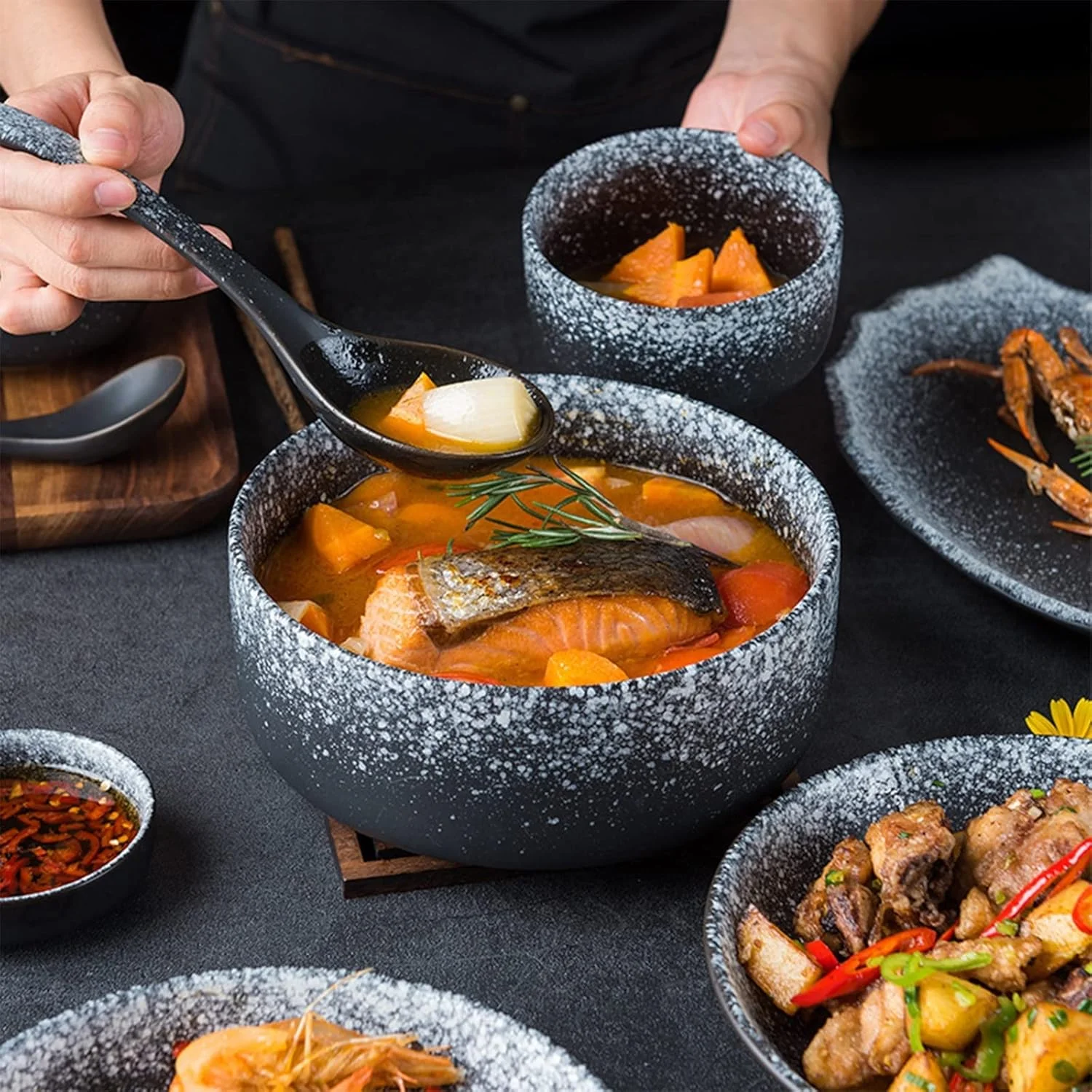 سرویس ظروف شام مهمانی، ست ظروف سرامیکی، ست بشقاب و کاسه | ست ترکیبی ظروف رترو 45 تکه، ست ظروف سنگی سرویس ظروف شام مهمانی، ست ظروف سرامیکی، ست بشقاب و کاسه | ست ترکیبی ظروف رترو 45 تکه، ست ظروف سنگی