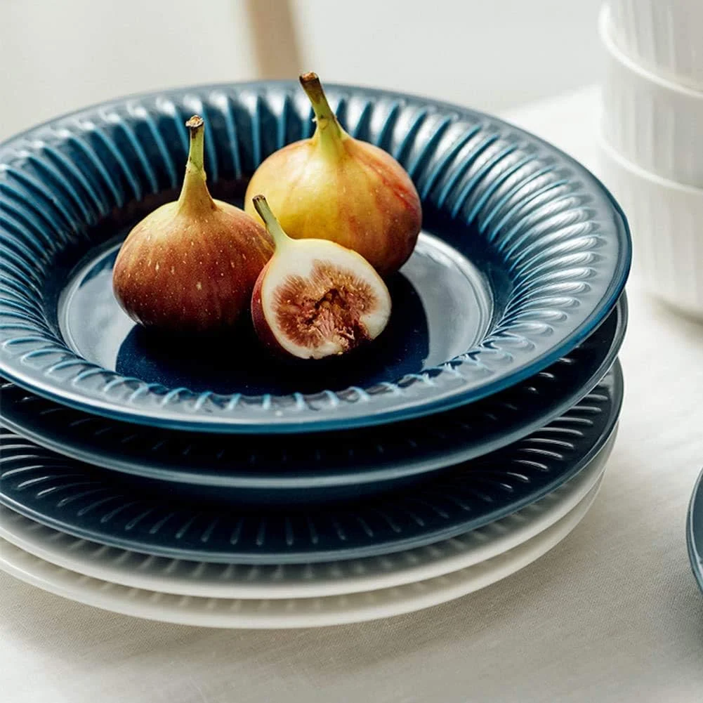 سرویس غذاخوری 26 پارچه برای 5 نفر، سرویس ظروف سرامیکی، سرویس ظروف به سبک فرانسوی، ست بشقاب و کاسه راه راه آبی سفید، مجموعه کامل ترکیبی چینی سرویس غذاخوری 26 پارچه برای 5 نفر، سرویس ظروف سرامیکی، سرویس ظروف به سبک فرانسوی، ست بشقاب و کاسه راه راه آبی سفید، مجموعه کامل ترکیبی چینی