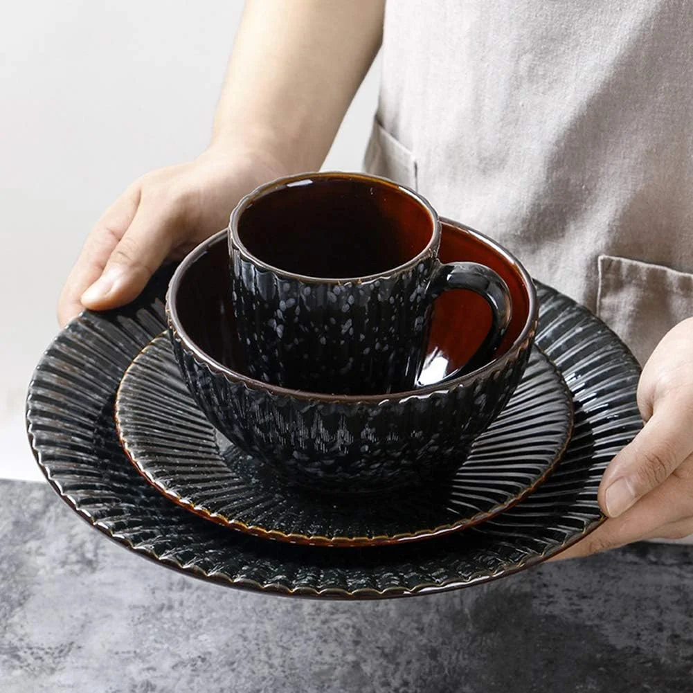 ست ظروف غذاخوری، بشقاب و کاسه، 14 تکه، ظروف غذاخوری وینتیج، ست های سرامیکی با لعاب واکنش دهنده، ترکیب کامل ظروف چینی شامل بشقاب ها ست ظروف غذاخوری، بشقاب و کاسه، 14 تکه، ظروف غذاخوری وینتیج، ست های سرامیکی با لعاب واکنش دهنده، ترکیب کامل ظروف چینی شامل بشقاب ها