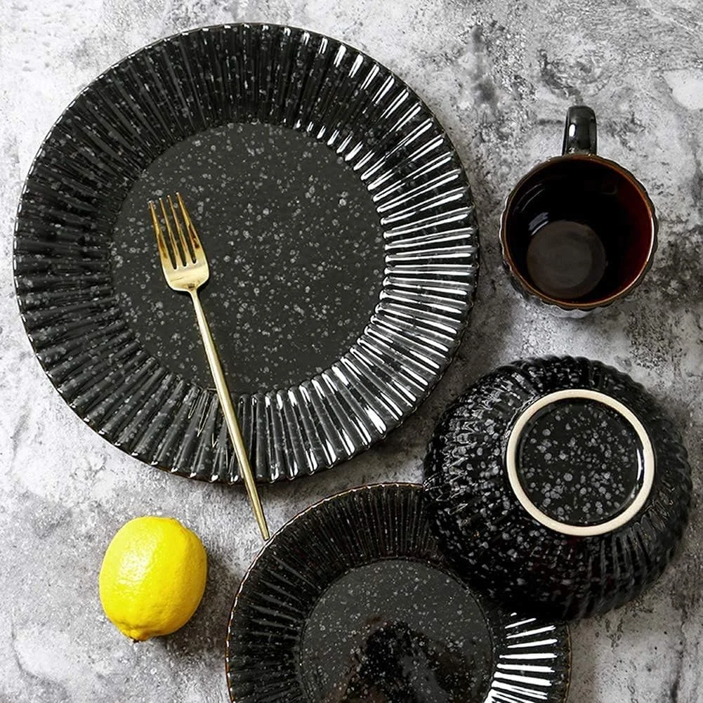 ست ظروف غذاخوری 14 تکه طرح قدیمی، ست ظروف سرامیکی با لعاب واکنشگرا، مجموعه کامل ظروف چینی شامل بشقاب، کاسه و لیوان ست ظروف غذاخوری 14 تکه طرح قدیمی، ست ظروف سرامیکی با لعاب واکنشگرا، مجموعه کامل ظروف چینی شامل بشقاب، کاسه و لیوان