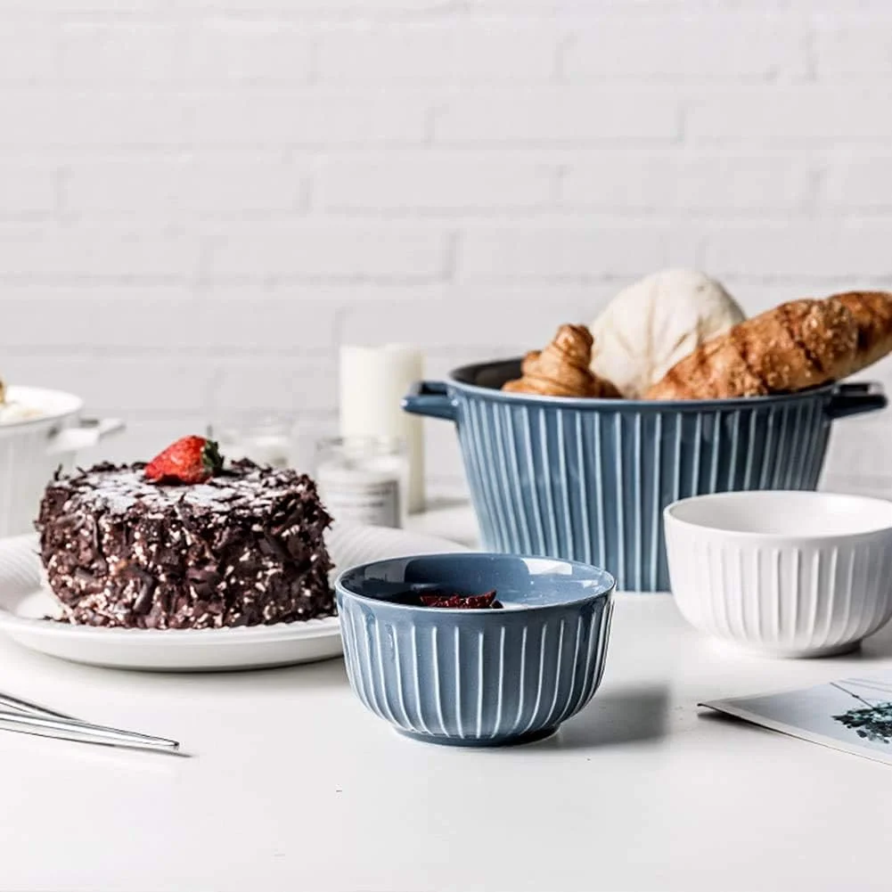 سرویس غذاخوری 26 پارچه برای 5 نفر، سرویس ظروف سرامیکی، سرویس ظروف به سبک فرانسوی، ست بشقاب و کاسه راه راه آبی سفید، مجموعه کامل ترکیبی چینی سرویس غذاخوری 26 پارچه برای 5 نفر، سرویس ظروف سرامیکی، سرویس ظروف به سبک فرانسوی، ست بشقاب و کاسه راه راه آبی سفید، مجموعه کامل ترکیبی چینی