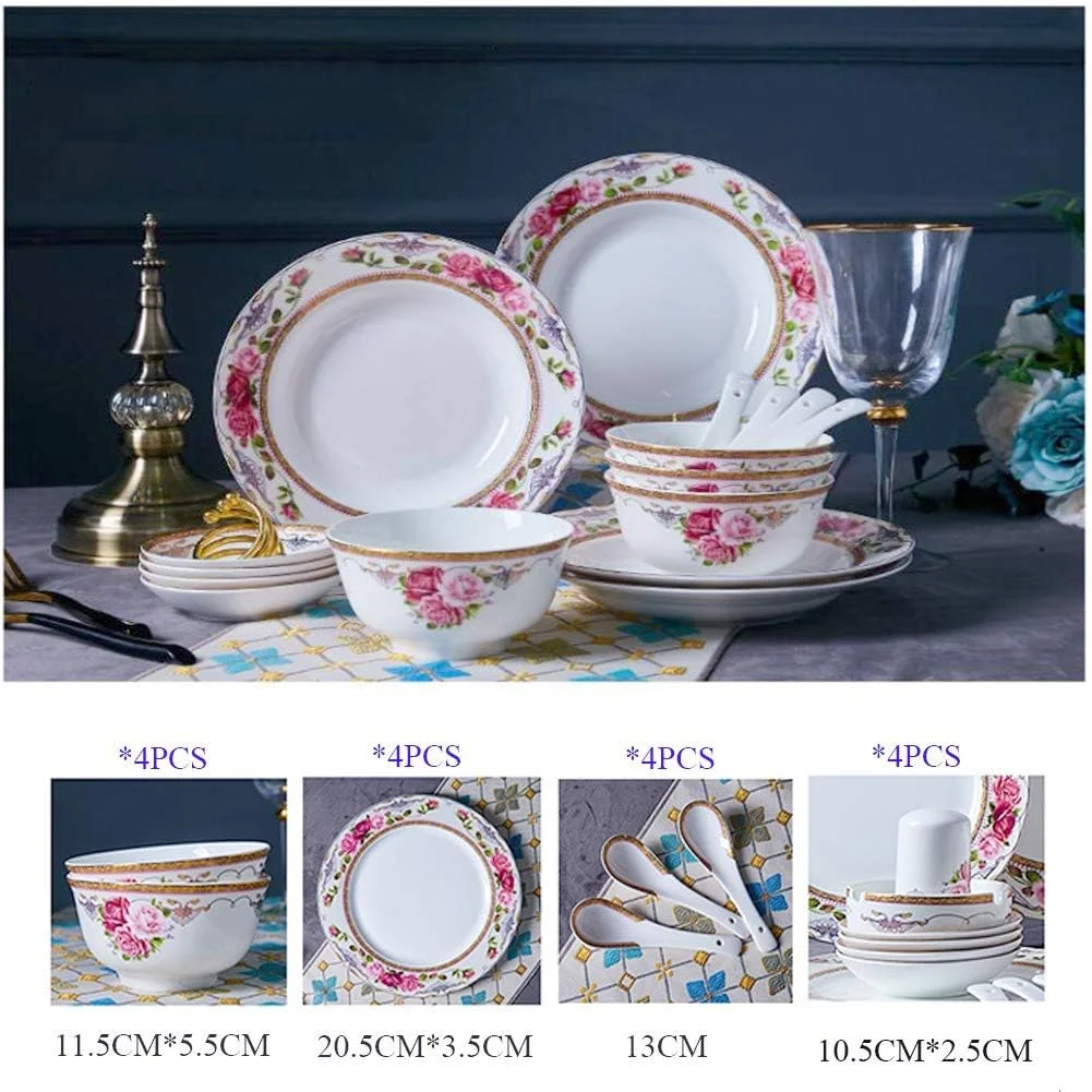 ست ظروف غذاخوری شیک، ست ظروف چینی استخوانی گلدار، ست ظروف غذاخوری چینی/بشقاب/کاسه، ست ظروف سرامیکی 16 تکه ست ظروف غذاخوری شیک، ست ظروف چینی استخوانی گلدار، ست ظروف غذاخوری چینی/بشقاب/کاسه، ست ظروف سرامیکی 16 تکه