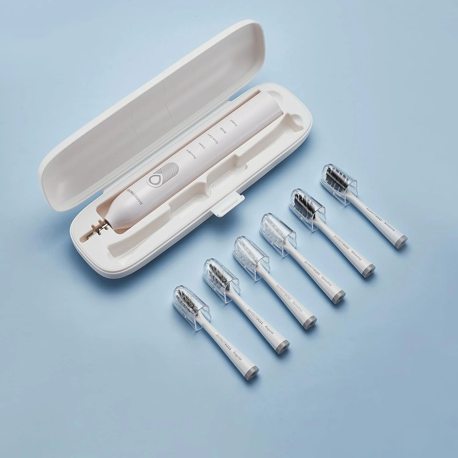 مسواک برقی BarberBoss با 6 سری و سنسور فشار، مسواک شارژی بزرگسالان با 5 حالت، تایمر هوشمند، مسواک با کیف مسافرتی مسواک برقی BarberBoss با 6 سری و سنسور فشار، مسواک شارژی بزرگسالان با 5 حالت، تایمر هوشمند، مسواک با کیف مسافرتی