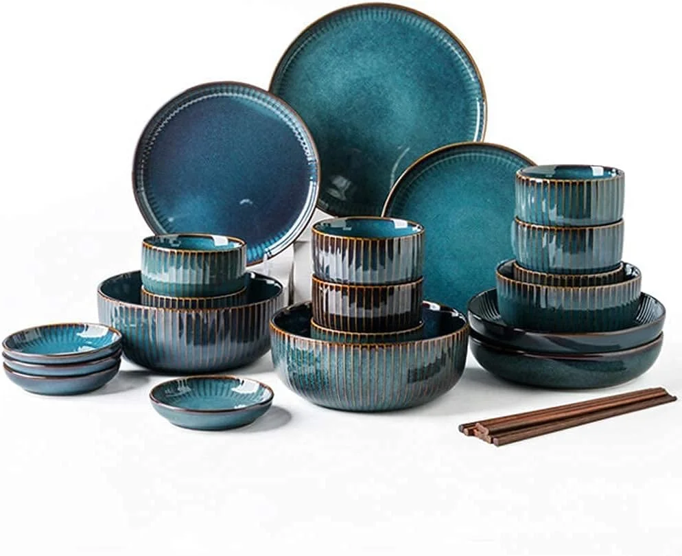 سرویس ظروف غذاخوری طرح آسمان پر ستاره، ظروف سرامیکی سنگی، ست بشقاب و کاسه چینی برای 6، 8، 10 نفر، ست ظروف لوکس چینی استخوانی - ست غذاخوری، 28 پارچه سرویس ظروف غذاخوری طرح آسمان پر ستاره، ظروف سرامیکی سنگی، ست بشقاب و کاسه چینی برای 6، 8، 10 نفر، ست ظروف لوکس چینی استخوانی - ست غذاخوری، 28 پارچه