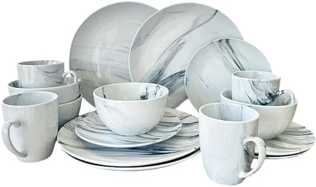 سرویس غذاخوری با طرح مرمر مدرن، بشقاب و فنجان سنگی، مجموعه ظروف چینی سرویس غذاخوری با طرح مرمر مدرن، بشقاب و فنجان سنگی، مجموعه ظروف چینی