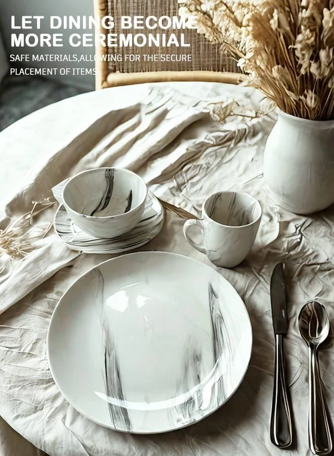 سرویس غذاخوری با طرح مرمر مدرن، بشقاب و فنجان سنگی، مجموعه ظروف چینی سرویس غذاخوری با طرح مرمر مدرن، بشقاب و فنجان سنگی، مجموعه ظروف چینی