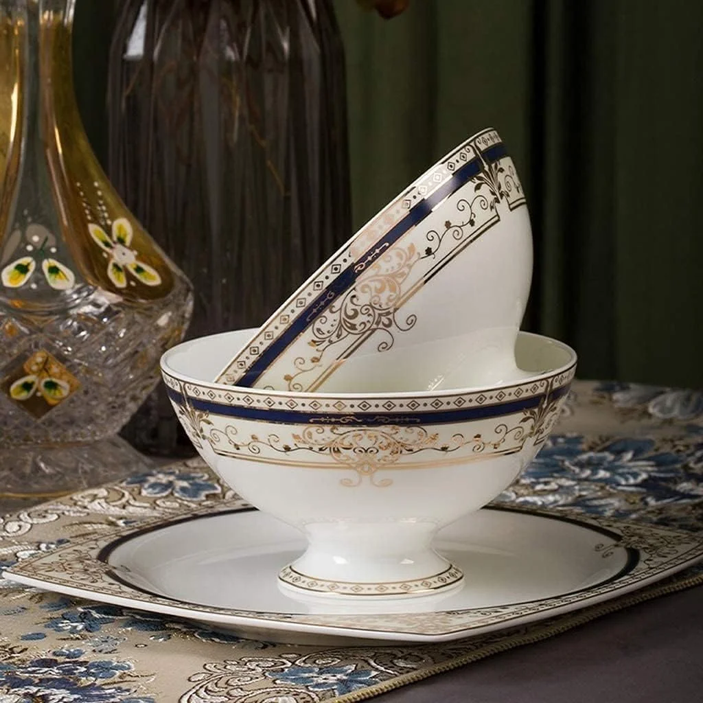 سرویس ظروف غذاخوری 48 پارچه سرامیکی، شامل کاسه/بشقاب/قابلمه سوپ/قاشق | سرویس غذاخوری، سبک نوردیک با حاشیه طلایی از جنس چینی سرویس ظروف غذاخوری 48 پارچه سرامیکی، شامل کاسه/بشقاب/قابلمه سوپ/قاشق | سرویس غذاخوری، سبک نوردیک با حاشیه طلایی از جنس چینی