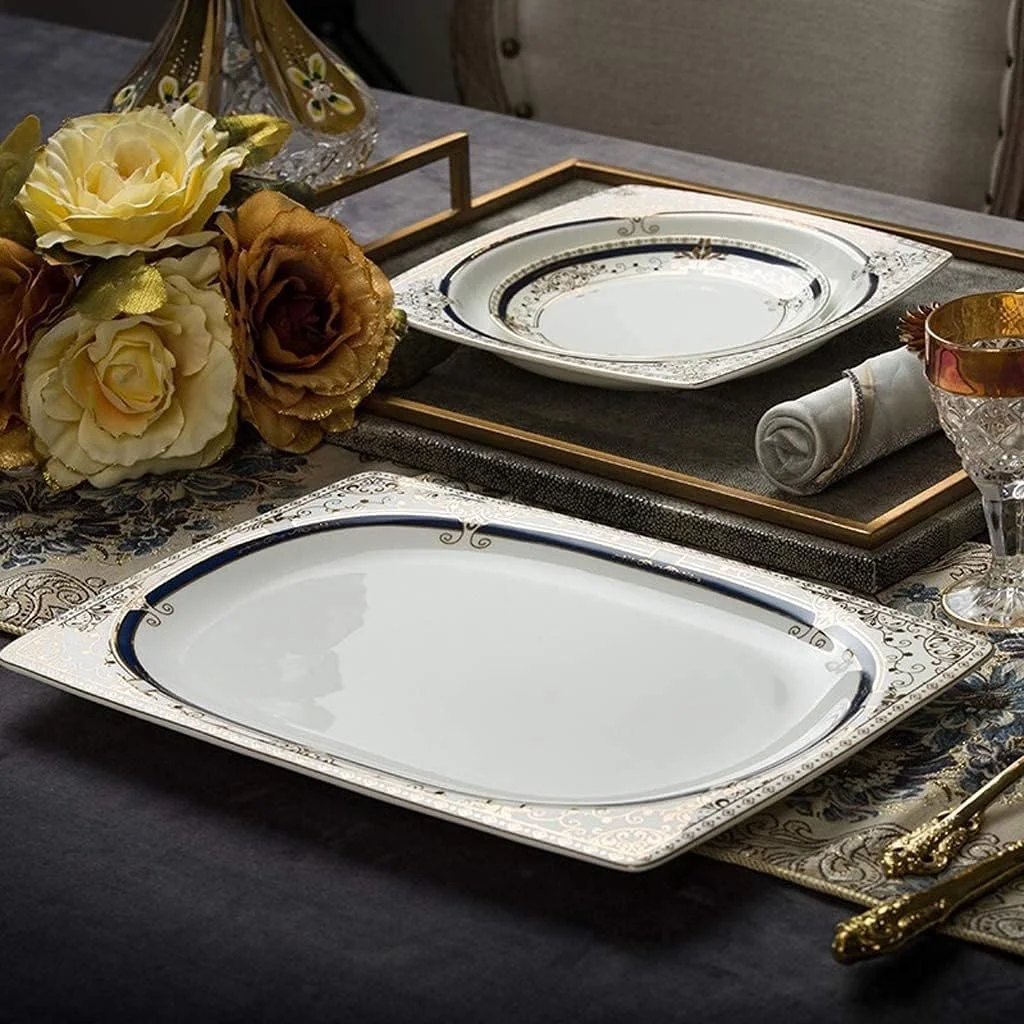 سرویس ظروف غذاخوری 48 پارچه سرامیکی، شامل کاسه/بشقاب/قابلمه سوپ/قاشق | سرویس غذاخوری، سبک نوردیک با حاشیه طلایی از جنس چینی سرویس ظروف غذاخوری 48 پارچه سرامیکی، شامل کاسه/بشقاب/قابلمه سوپ/قاشق | سرویس غذاخوری، سبک نوردیک با حاشیه طلایی از جنس چینی