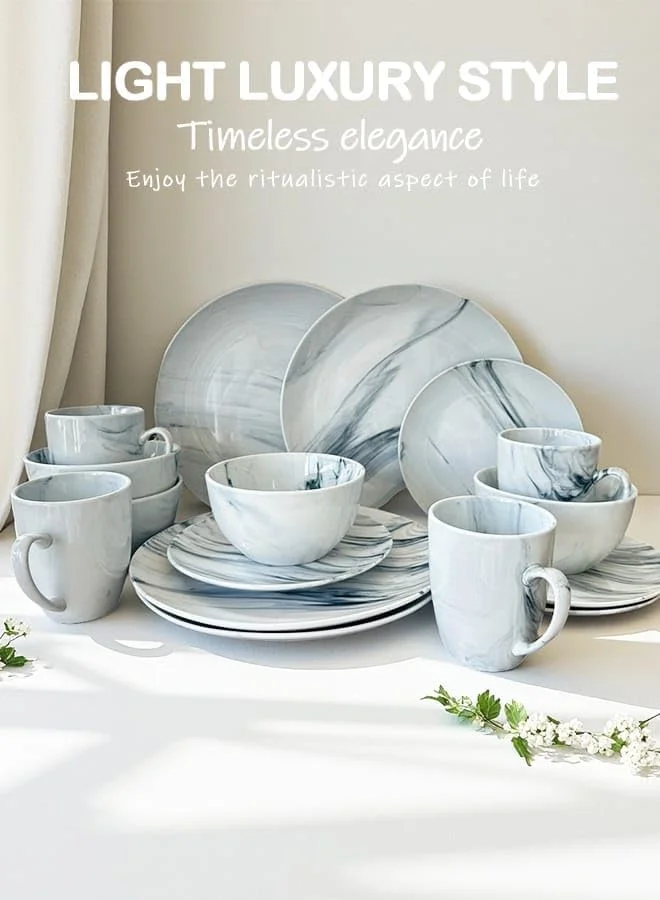 سرویس غذاخوری با طرح مرمر مدرن، بشقاب و فنجان سنگی، مجموعه ظروف چینی سرویس غذاخوری با طرح مرمر مدرن، بشقاب و فنجان سنگی، مجموعه ظروف چینی
