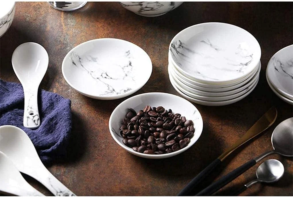 ست ظروف غذاخوری شیک، ست 44 تکه ظروف سنگی مرمر خاکستری سفید، ست ظروف غذاخوری ترکیبی از جنس سرامیک، بشقاب، قاشق و قابلمه ست ظروف غذاخوری شیک، ست 44 تکه ظروف سنگی مرمر خاکستری سفید، ست ظروف غذاخوری ترکیبی از جنس سرامیک، بشقاب، قاشق و قابلمه