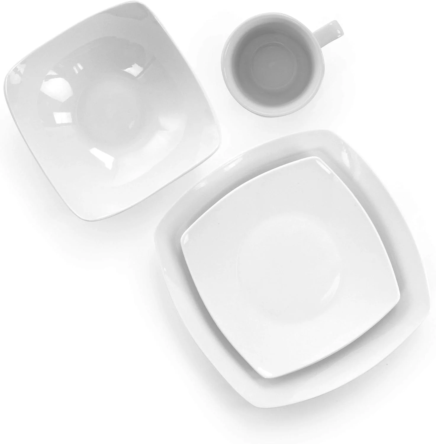 سرویس ظروف غذاخوری 16 پارچه الیما مدل فاین دیش براق، مناسب برای چهار نفر، چینی، سفید-مربع 1 سرویس ظروف غذاخوری 16 پارچه الیما مدل فاین دیش براق، مناسب برای چهار نفر، چینی، سفید-مربع 1