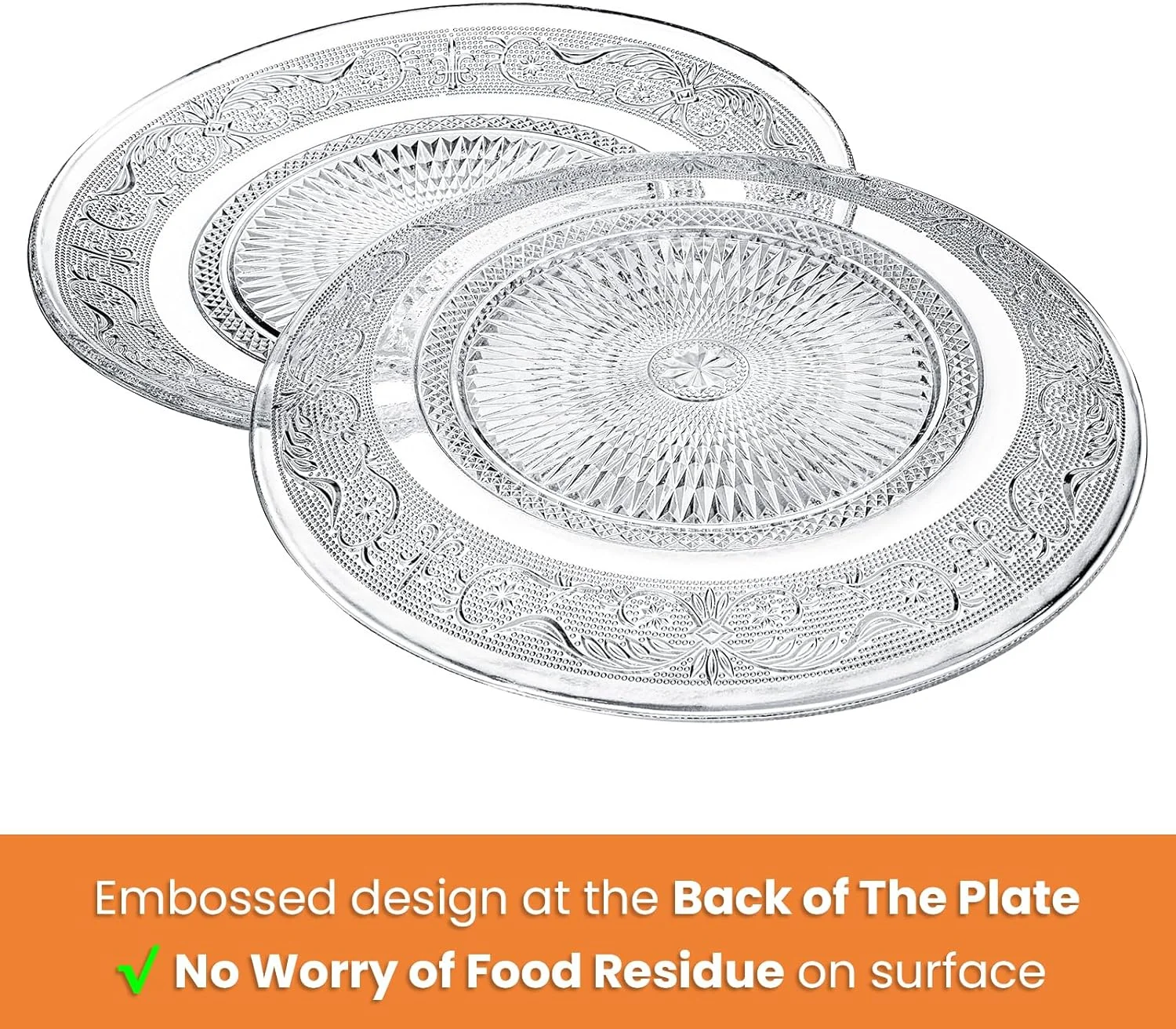 الزجوی، بسته 6 عددی بشقاب شام شیشه ای بزرگ 10 اینچی، بشقاب سرو گرد شفاف، ظروف شام برجسته قدیمی برای سالاد، پاستا، میوه الزجوی، بسته 6 عددی بشقاب شام شیشه ای بزرگ 10 اینچی، بشقاب سرو گرد شفاف، ظروف شام برجسته قدیمی برای سالاد، پاستا، میوه