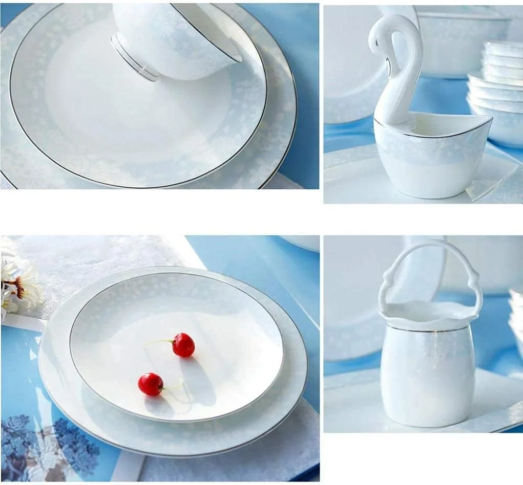 سرویس غذاخوری شیک، سرویس غذاخوری به سبک چینی 56 تکه ترکیبی از ظروف چینی مناسب برای مهمانی سرویس غذاخوری شیک، سرویس غذاخوری به سبک چینی 56 تکه ترکیبی از ظروف چینی مناسب برای مهمانی