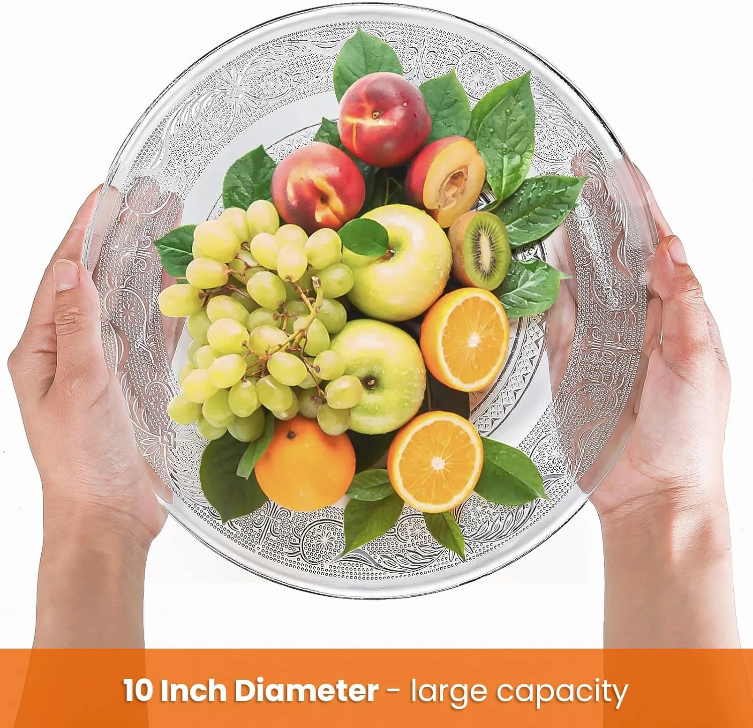 الزجوی، بسته 6 عددی بشقاب شام شیشه ای بزرگ 10 اینچی، بشقاب سرو گرد شفاف، ظروف شام برجسته قدیمی برای سالاد، پاستا، میوه الزجوی، بسته 6 عددی بشقاب شام شیشه ای بزرگ 10 اینچی، بشقاب سرو گرد شفاف، ظروف شام برجسته قدیمی برای سالاد، پاستا، میوه