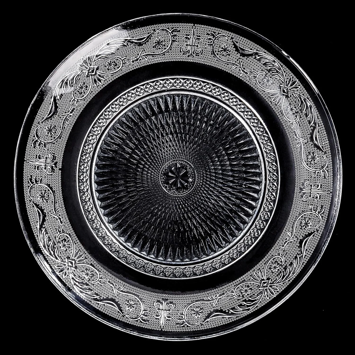 الزجوی، بسته 6 عددی بشقاب شام شیشه ای بزرگ 10 اینچی، بشقاب سرو گرد شفاف، ظروف شام برجسته قدیمی برای سالاد، پاستا، میوه الزجوی، بسته 6 عددی بشقاب شام شیشه ای بزرگ 10 اینچی، بشقاب سرو گرد شفاف، ظروف شام برجسته قدیمی برای سالاد، پاستا، میوه