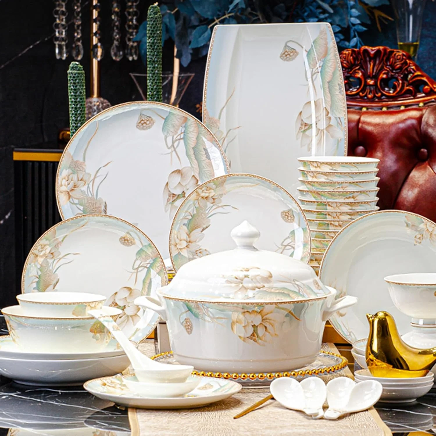 سرویس غذاخوری 56 پارچه FOTN، ظروف آشپزخانه چینی مدرن لوکس، شامل بشقاب، کاسه برنج، قاشق، چاپستیک، دیس ماهی و قابلمه سوپ برای 10 نفر، مناسب مهمانی خانوادگی و دوستانه سرویس غذاخوری 56 پارچه FOTN، ظروف آشپزخانه چینی مدرن لوکس، شامل بشقاب، کاسه برنج، قاشق، چاپستیک، دیس ماهی و قابلمه سوپ برای 10 نفر، مناسب مهمانی خانوادگی و دوستانه