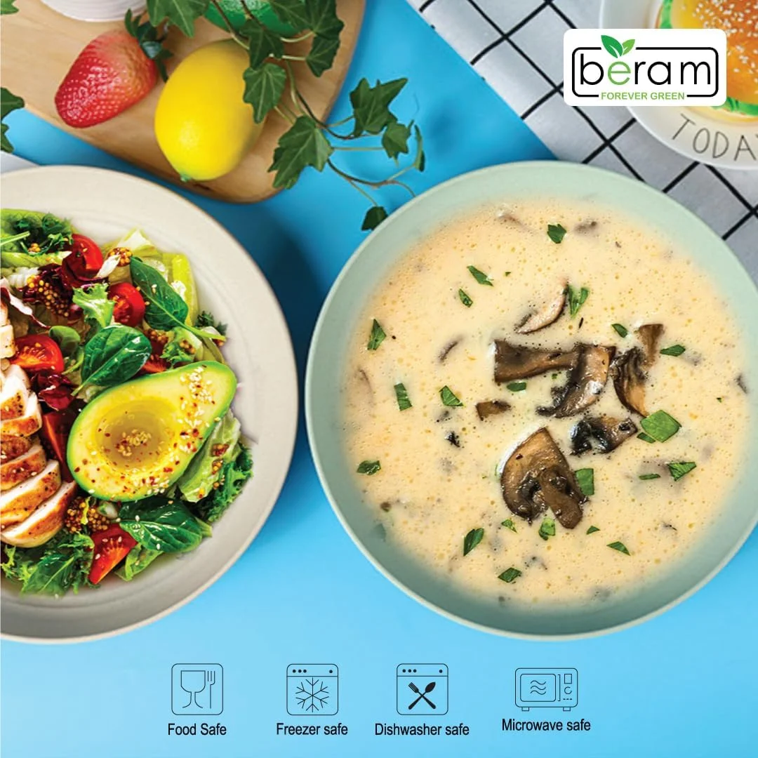 ست بشقاب 4 عددی کاه گندم BERAM، ظروف غذاخوری سازگار با محیط زیست، بشقاب های سبک وزن و نشکن 25 سانتی متری برای استفاده روزمره، ظروف آشپزخانه قابل استفاده مجدد، نعلبکی و دیس پذیرایی ست بشقاب 4 عددی کاه گندم BERAM، ظروف غذاخوری سازگار با محیط زیست، بشقاب های سبک وزن و نشکن 25 سانتی متری برای استفاده روزمره، ظروف آشپزخانه قابل استفاده مجدد، نعلبکی و دیس پذیرایی