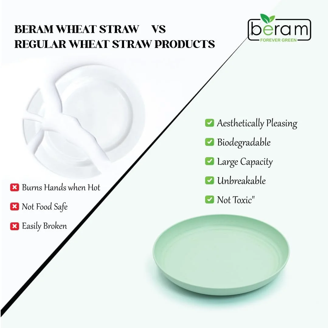 ست بشقاب 4 عددی کاه گندم BERAM، ظروف غذاخوری سازگار با محیط زیست، بشقاب های سبک وزن و نشکن 25 سانتی متری برای استفاده روزمره، ظروف آشپزخانه قابل استفاده مجدد، نعلبکی و دیس پذیرایی ست بشقاب 4 عددی کاه گندم BERAM، ظروف غذاخوری سازگار با محیط زیست، بشقاب های سبک وزن و نشکن 25 سانتی متری برای استفاده روزمره، ظروف آشپزخانه قابل استفاده مجدد، نعلبکی و دیس پذیرایی