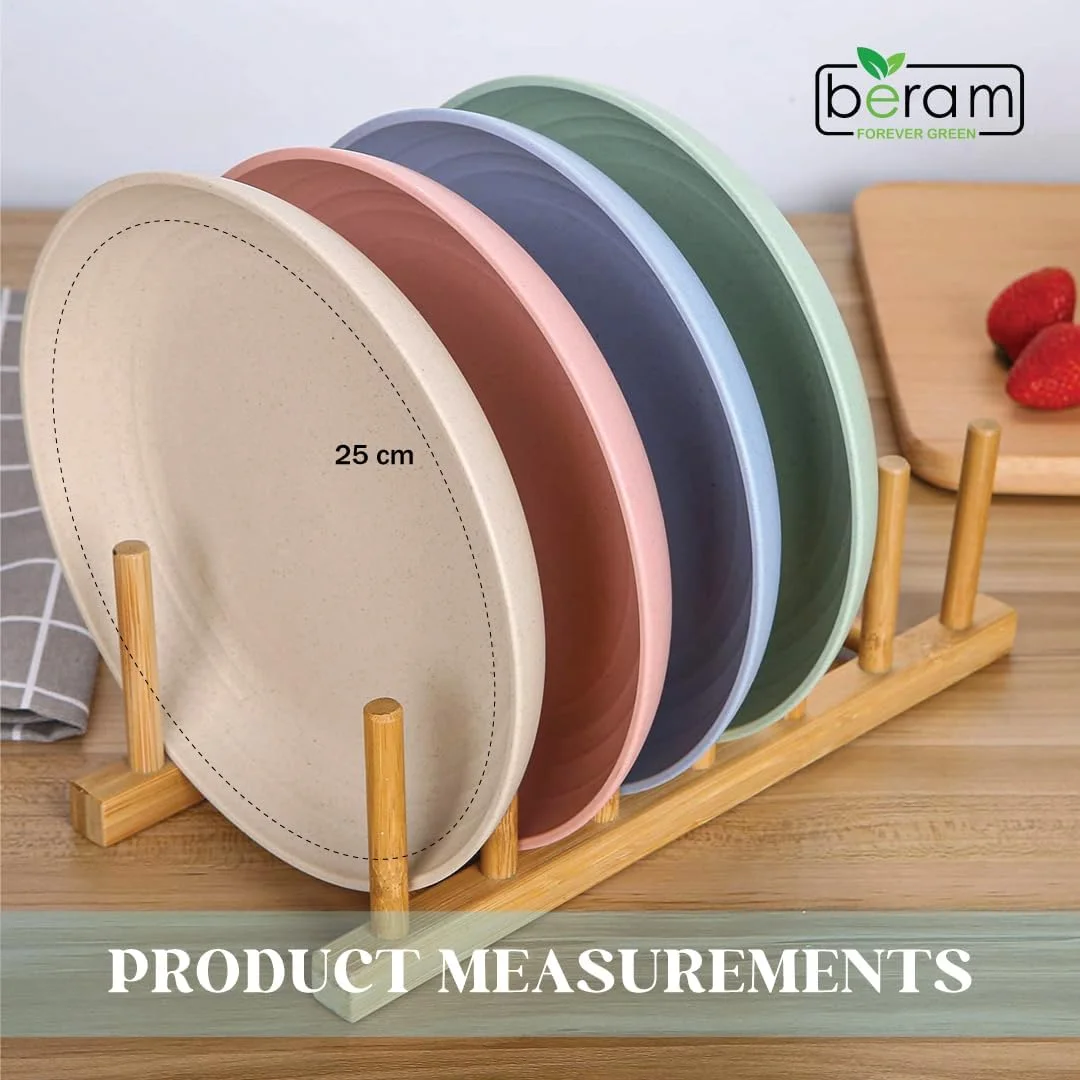 ست بشقاب 4 عددی کاه گندم BERAM، ظروف غذاخوری سازگار با محیط زیست، بشقاب های سبک وزن و نشکن 25 سانتی متری برای استفاده روزمره، ظروف آشپزخانه قابل استفاده مجدد، نعلبکی و دیس پذیرایی ست بشقاب 4 عددی کاه گندم BERAM، ظروف غذاخوری سازگار با محیط زیست، بشقاب های سبک وزن و نشکن 25 سانتی متری برای استفاده روزمره، ظروف آشپزخانه قابل استفاده مجدد، نعلبکی و دیس پذیرایی