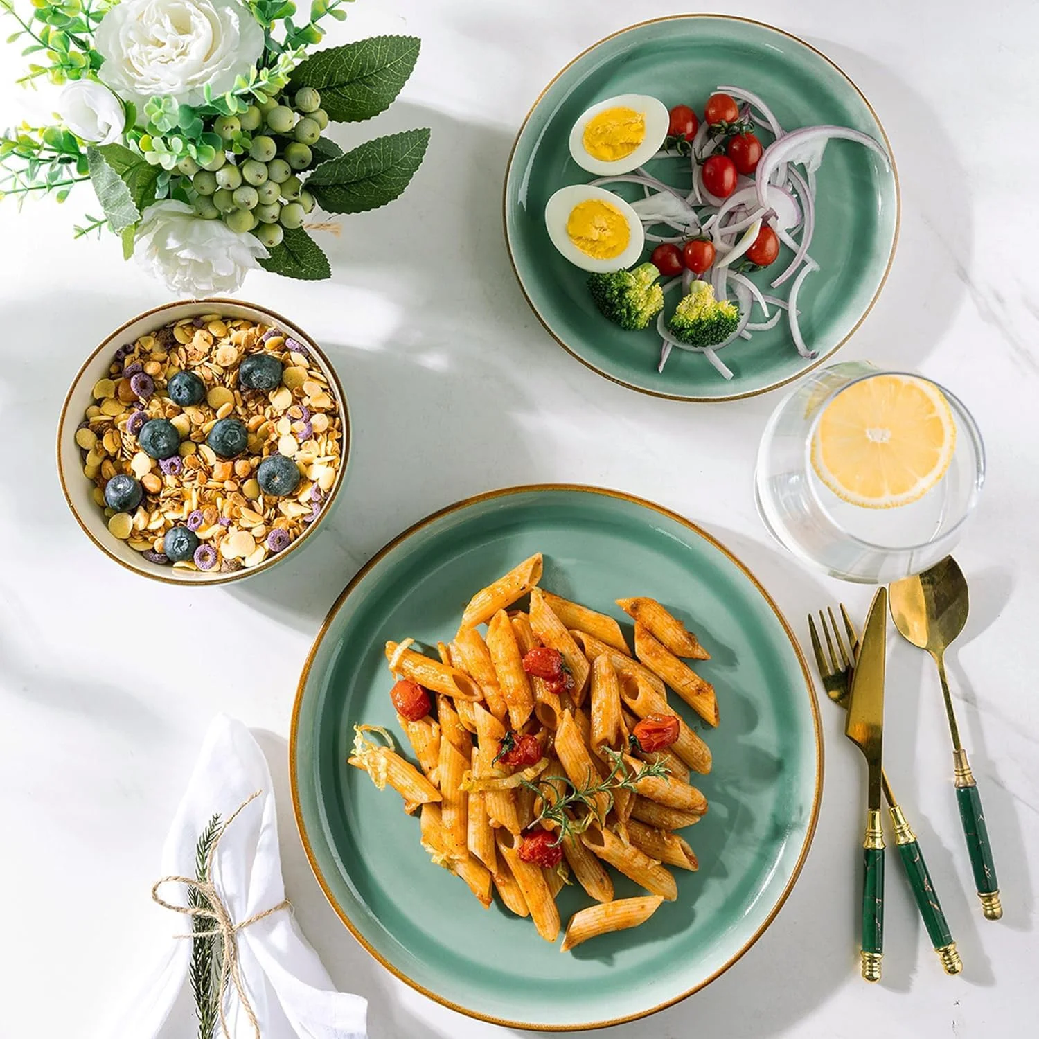 سرویس ظروف غذاخوری سرامیکی GBHOME، مجموعه ظروف سنگی 12 تکه، شامل بشقاب و کاسه، قابل شستشو در ماشین ظرفشویی و استفاده در مایکروویو | مناسب برای 4 نفر سرویس ظروف غذاخوری سرامیکی GBHOME، مجموعه ظروف سنگی 12 تکه، شامل بشقاب و کاسه، قابل شستشو در ماشین ظرفشویی و استفاده در مایکروویو | مناسب برای 4 نفر