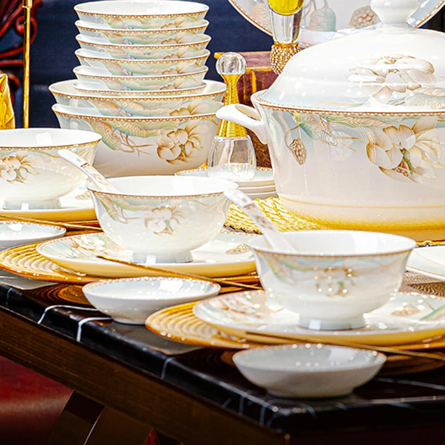 سرویس غذاخوری 56 پارچه FOTN، ظروف آشپزخانه چینی مدرن لوکس، شامل بشقاب، کاسه برنج، قاشق، چاپستیک، دیس ماهی و قابلمه سوپ برای 10 نفر، مناسب مهمانی خانوادگی و دوستانه سرویس غذاخوری 56 پارچه FOTN، ظروف آشپزخانه چینی مدرن لوکس، شامل بشقاب، کاسه برنج، قاشق، چاپستیک، دیس ماهی و قابلمه سوپ برای 10 نفر، مناسب مهمانی خانوادگی و دوستانه