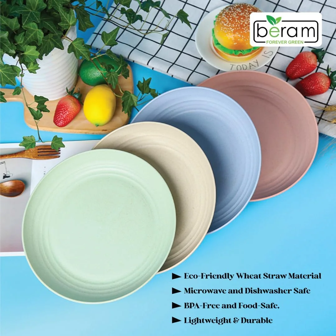 ست بشقاب 4 عددی کاه گندم BERAM، ظروف غذاخوری سازگار با محیط زیست، بشقاب های سبک وزن و نشکن 25 سانتی متری برای استفاده روزمره، ظروف آشپزخانه قابل استفاده مجدد، نعلبکی و دیس پذیرایی ست بشقاب 4 عددی کاه گندم BERAM، ظروف غذاخوری سازگار با محیط زیست، بشقاب های سبک وزن و نشکن 25 سانتی متری برای استفاده روزمره، ظروف آشپزخانه قابل استفاده مجدد، نعلبکی و دیس پذیرایی