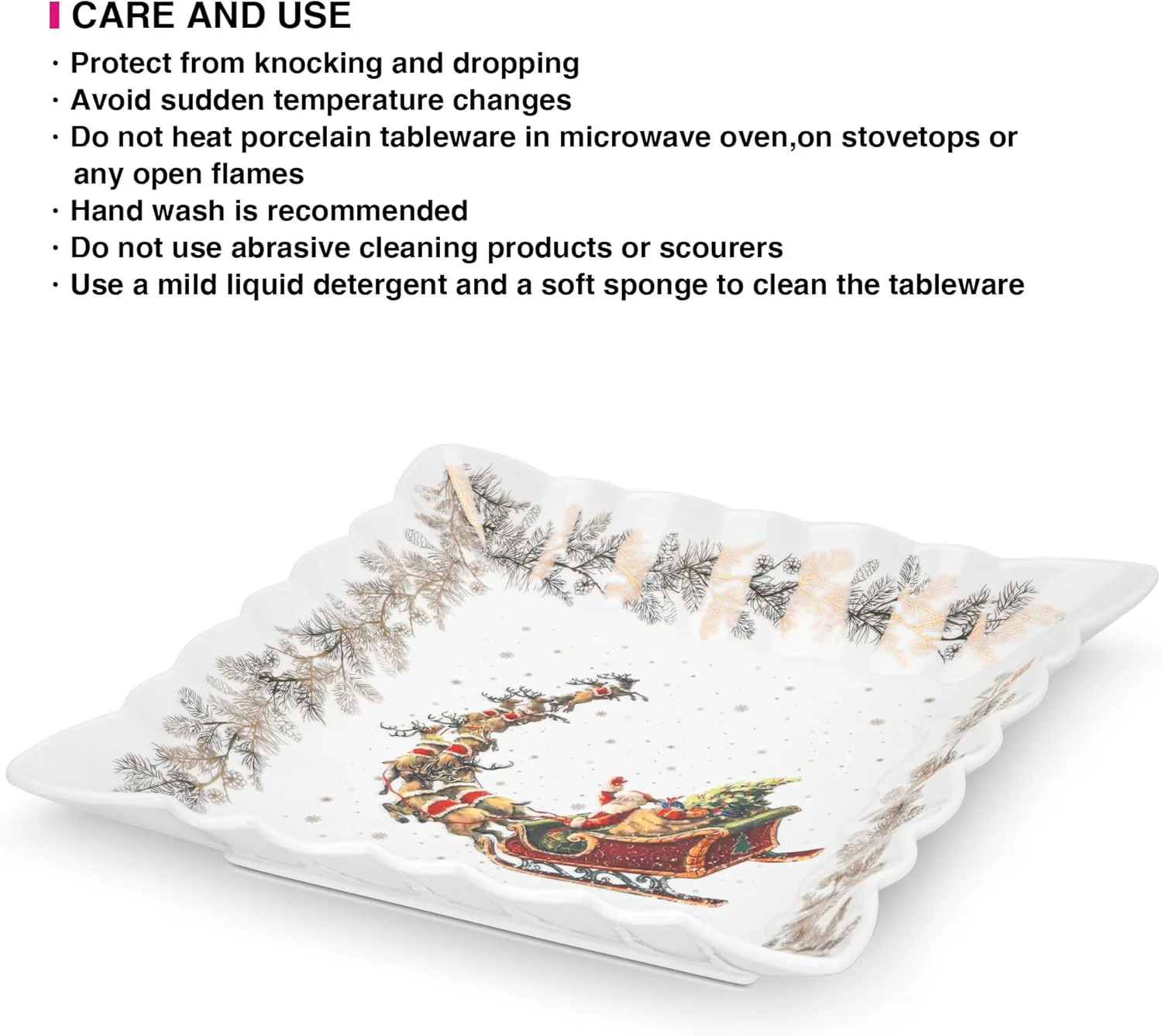 ظرف سرو مربع شکل فیسمن 22.5 سانتی متر، ظرف سرو چینی با طرح کریسمس، طراحی زیبا، مخصوص فصل کریسمس ظرف سرو مربع شکل فیسمن 22.5 سانتی متر، ظرف سرو چینی با طرح کریسمس، طراحی زیبا، مخصوص فصل کریسمس