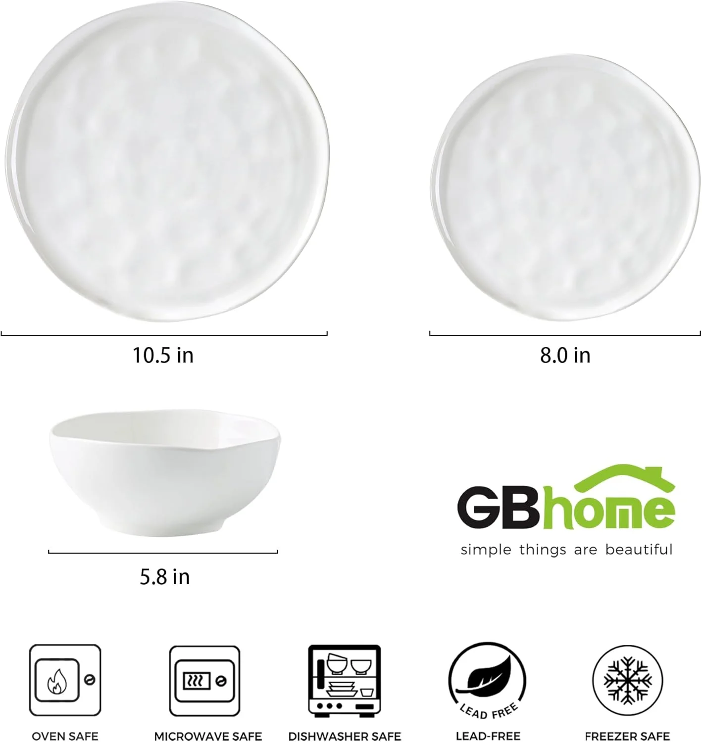 سرویس ظروف غذاخوری سرامیکی GBHOME برای 6 نفر، مجموعه 18 تکه بشقاب و کاسه چینی سبک وزن، مجموعه ظروف مقاوم در برابر خراش، قابل استفاده در فر، مایکروویو و ماشین ظرفشویی، سفید فرشته ای سرویس ظروف غذاخوری سرامیکی GBHOME برای 6 نفر، مجموعه 18 تکه بشقاب و کاسه چینی سبک وزن، مجموعه ظروف مقاوم در برابر خراش، قابل استفاده در فر، مایکروویو و ماشین ظرفشویی، سفید فرشته ای