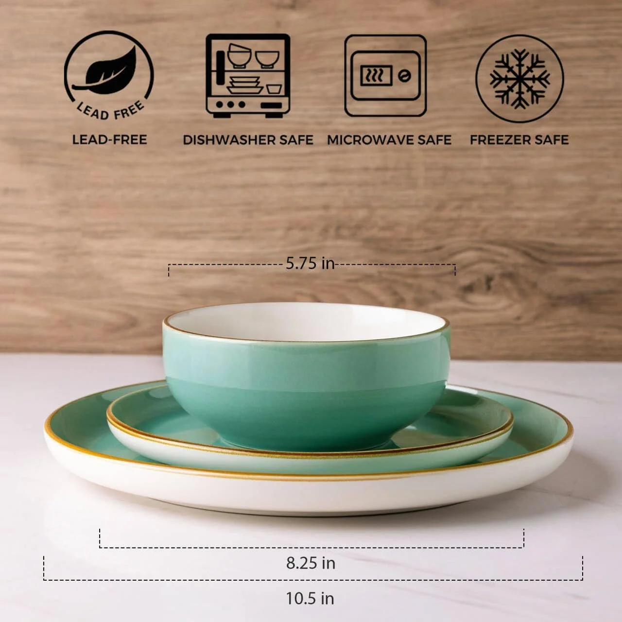 سرویس ظروف غذاخوری سرامیکی GBHOME، مجموعه ظروف سنگی 12 تکه، شامل بشقاب و کاسه، قابل شستشو در ماشین ظرفشویی و استفاده در مایکروویو | مناسب برای 4 نفر سرویس ظروف غذاخوری سرامیکی GBHOME، مجموعه ظروف سنگی 12 تکه، شامل بشقاب و کاسه، قابل شستشو در ماشین ظرفشویی و استفاده در مایکروویو | مناسب برای 4 نفر