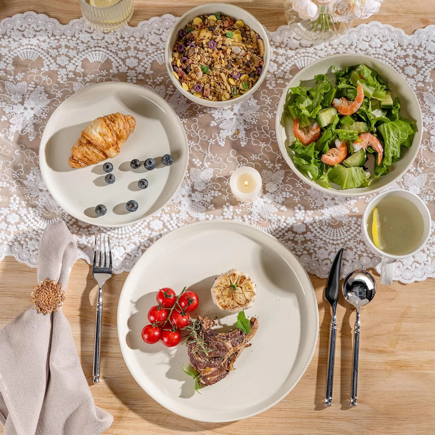 سرویس غذاخوری 24 پارچه سنگی خالدار GBHOME برای 6 نفر - سرویس غذاخوری مدرن، دست ساز با لبه موج دار منحصر به فرد، قابل شستشو در ماشین ظرفشویی و استفاده در مایکروویو، شامل بشقاب و کاسه، بژ سرویس غذاخوری 24 پارچه سنگی خالدار GBHOME برای 6 نفر - سرویس غذاخوری مدرن، دست ساز با لبه موج دار منحصر به فرد، قابل شستشو در ماشین ظرفشویی و استفاده در مایکروویو، شامل بشقاب و کاسه، بژ