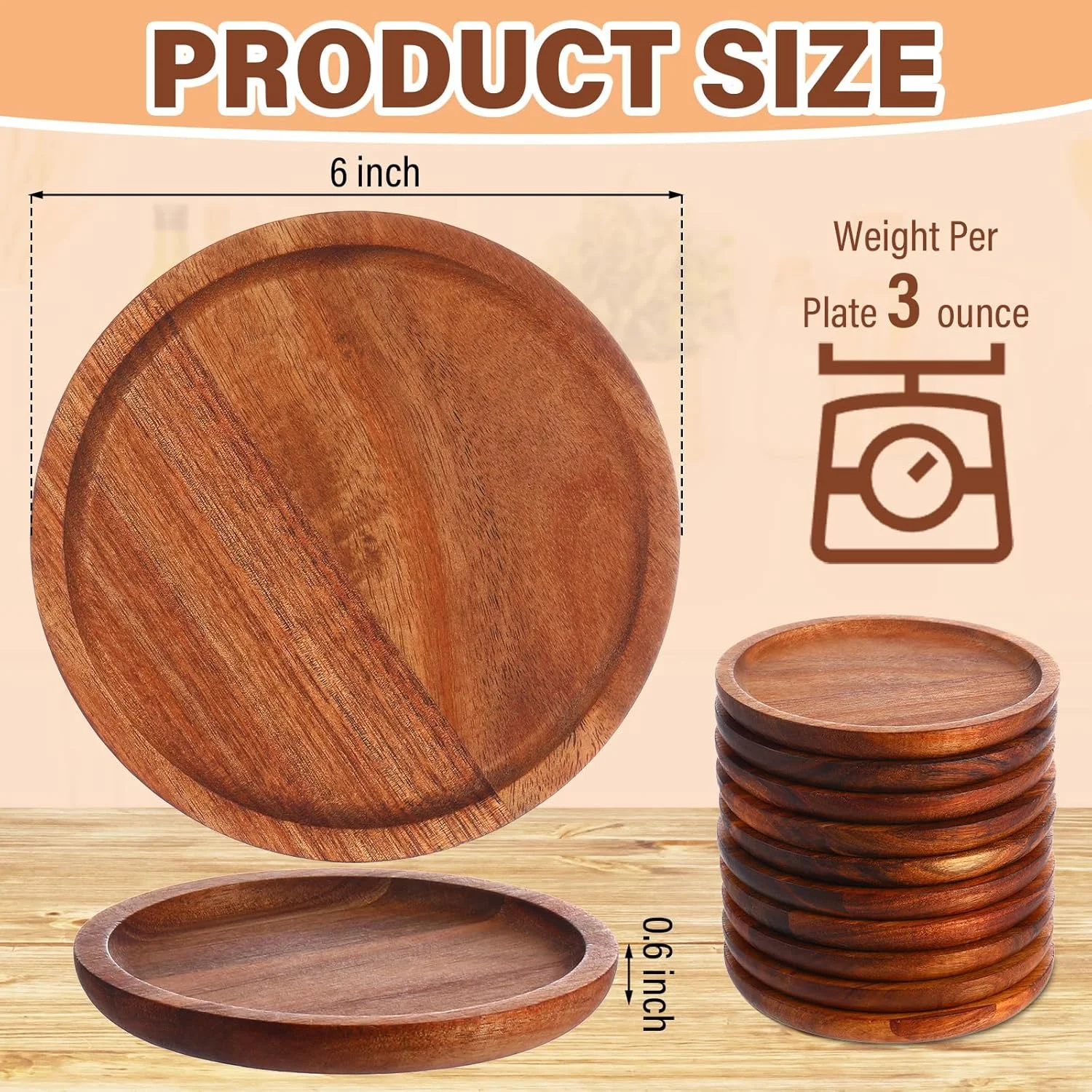 Gejoy ست 20 عددی بشقاب شام چوبی اقاقیا، بشقاب های گرد چوبی 6 اینچی، سینی سرو سبک وزن، ظروف غذاخوری طبیعی نشکن برای استیک، اسنک، دسر، کیک (ارتفاع 1.5 سانتی متر) Gejoy ست 20 عددی بشقاب شام چوبی اقاقیا، بشقاب های گرد چوبی 6 اینچی، سینی سرو سبک وزن، ظروف غذاخوری طبیعی نشکن برای استیک، اسنک، دسر، کیک (ارتفاع 1.5 سانتی متر)