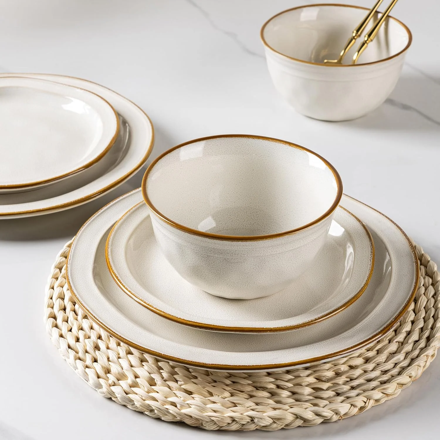 سرویس ظروف غذاخوری سرامیکی GBHOME، ست بشقاب و کاسه با لعاب واکنشگر دست ساز، مقاوم در برابر لب پریدگی و ترک خوردگی | قابل شستشو در ماشین ظرفشویی و استفاده در مایکروویو، سرویس ظروف برای 4 نفر (12 تکه) سرویس ظروف غذاخوری سرامیکی GBHOME، ست بشقاب و کاسه با لعاب واکنشگر دست ساز، مقاوم در برابر لب پریدگی و ترک خوردگی | قابل شستشو در ماشین ظرفشویی و استفاده در مایکروویو، سرویس ظروف برای 4 نفر (12 تکه)