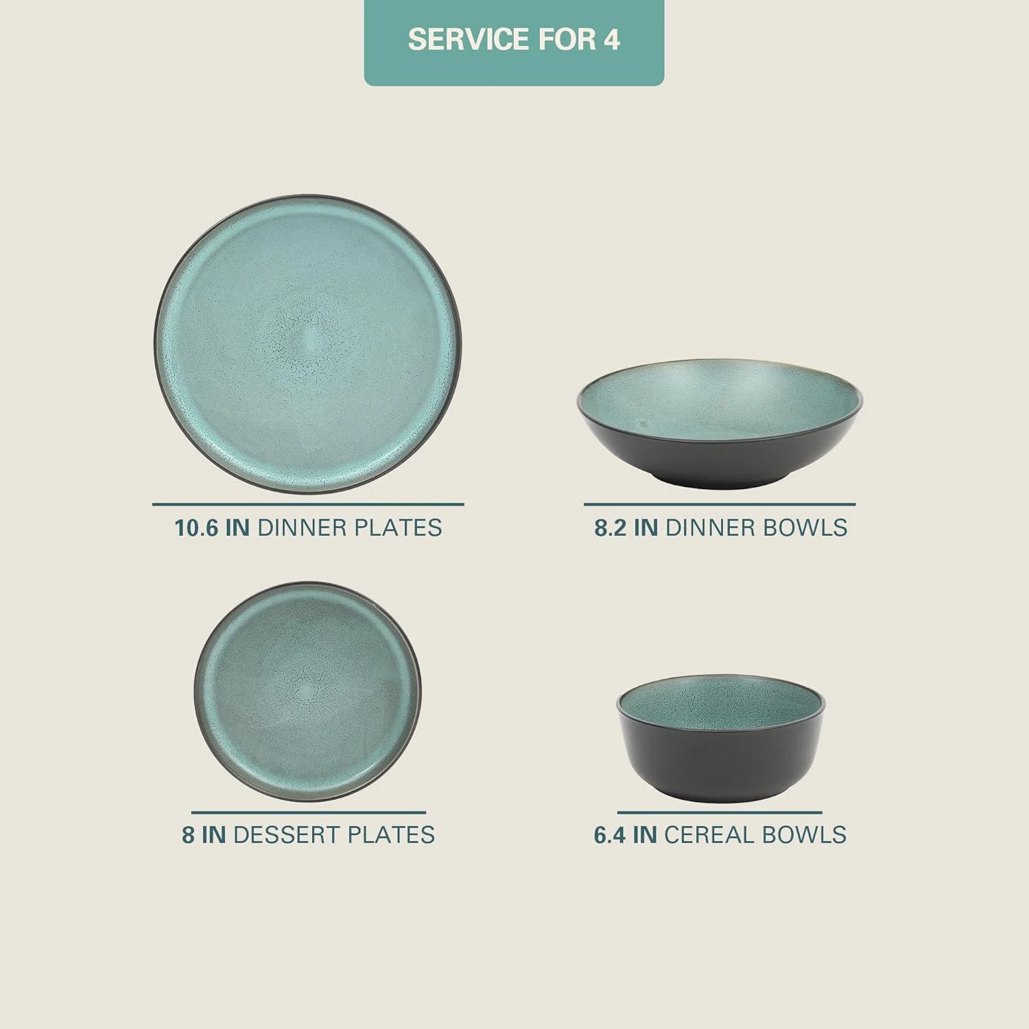 سرویس غذاخوری 16 پارچه گیبسون الیت ترایبکا لافت - مشکی مات و سبز با لعاب واکنشگرا، بشقابها و کاسههای گرد دوگانه - ظروف مدرن روستیک برای 4 نفر، قابل شستشو در ماشین ظرفشویی و استفاده در مایکروویو سرویس غذاخوری 16 پارچه گیبسون الیت ترایبکا لافت - مشکی مات و سبز با لعاب واکنشگرا، بشقابها و کاسههای گرد دوگانه - ظروف مدرن روستیک برای 4 نفر، قابل شستشو در ماشین ظرفشویی و استفاده در مایکروویو